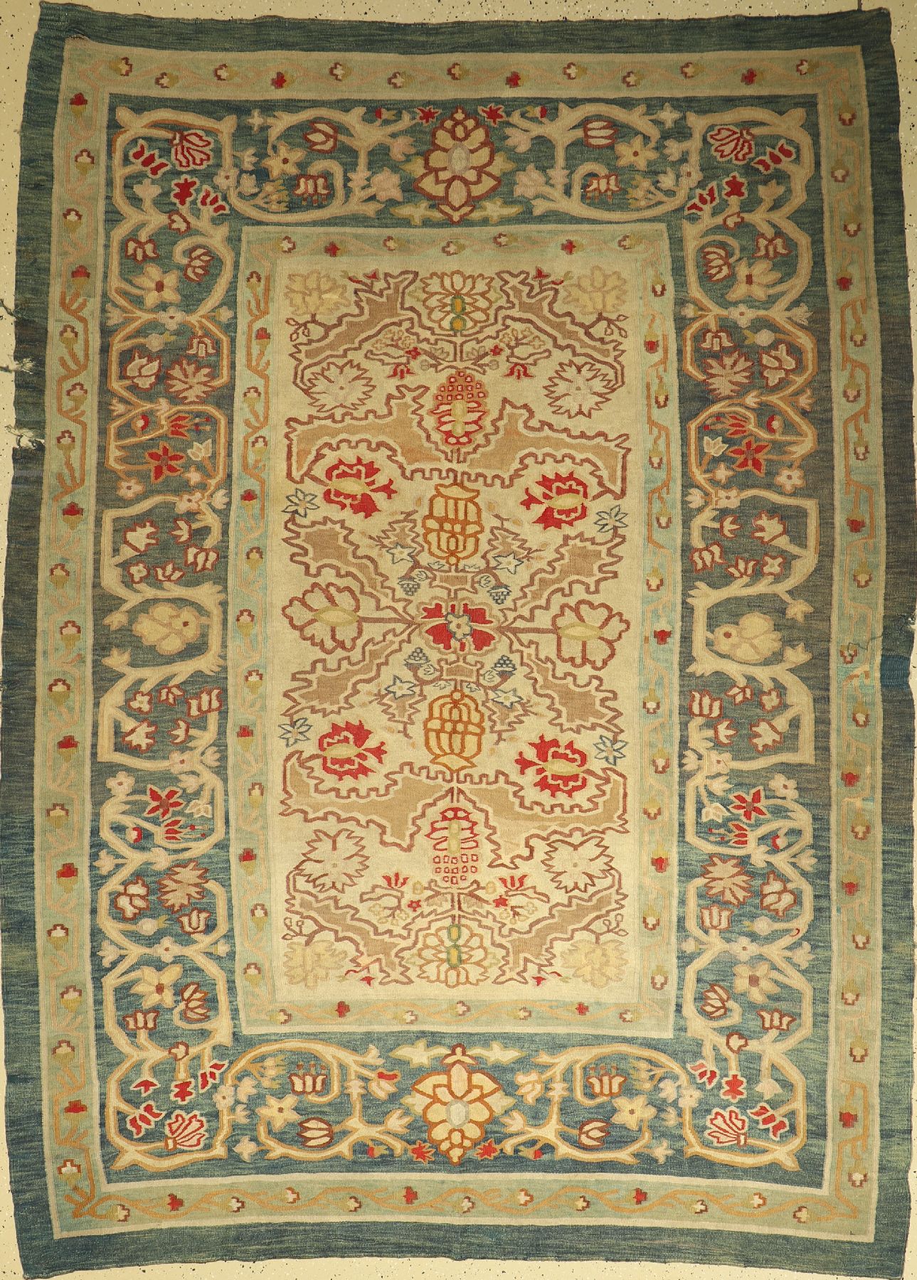 Bessarabien Kelim antik, um 1900, Wolle aufWolle, ca. 285 x 210 cm, dekorativ, selten, EHZ: 4 (Seiten beschädigt)