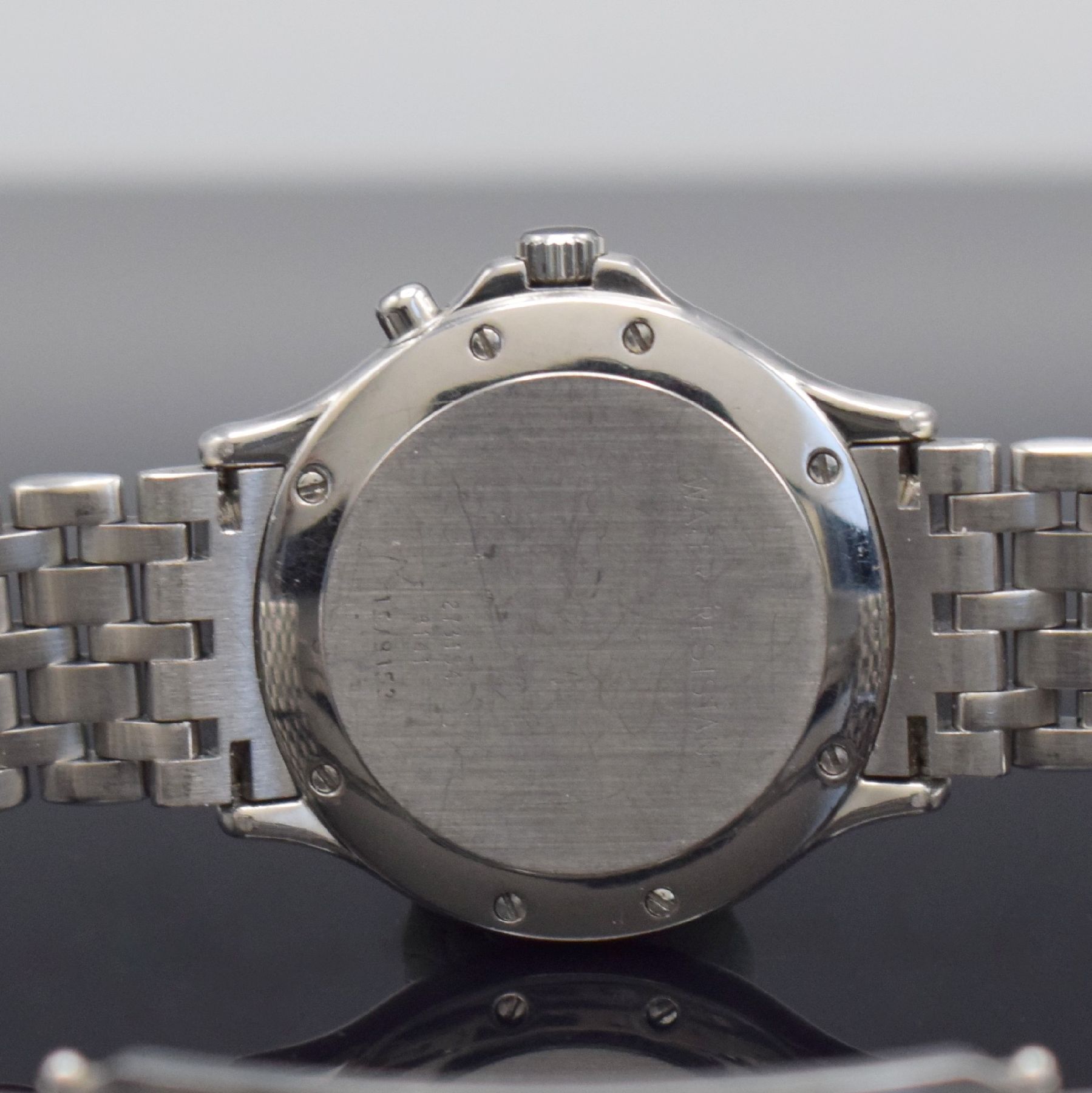 Detail d: CHOPARD 1000 Miglia Armbanduhr mit Chronograph, Schweiz um 1995, quarz, Ref. 8141, Edelstahl Stülpgeh. inkl. orig. Gliederband m. dopp. Faltschl., ...