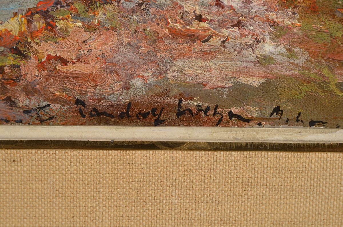 Detail a: Randolph Wehn, 1911-1987 München, Schäferin mit ihrer Herde in einer Schlucht, Öl/Lwd, rechts unten signiert, ca. 50x30cm, R. ca. 66x46cm