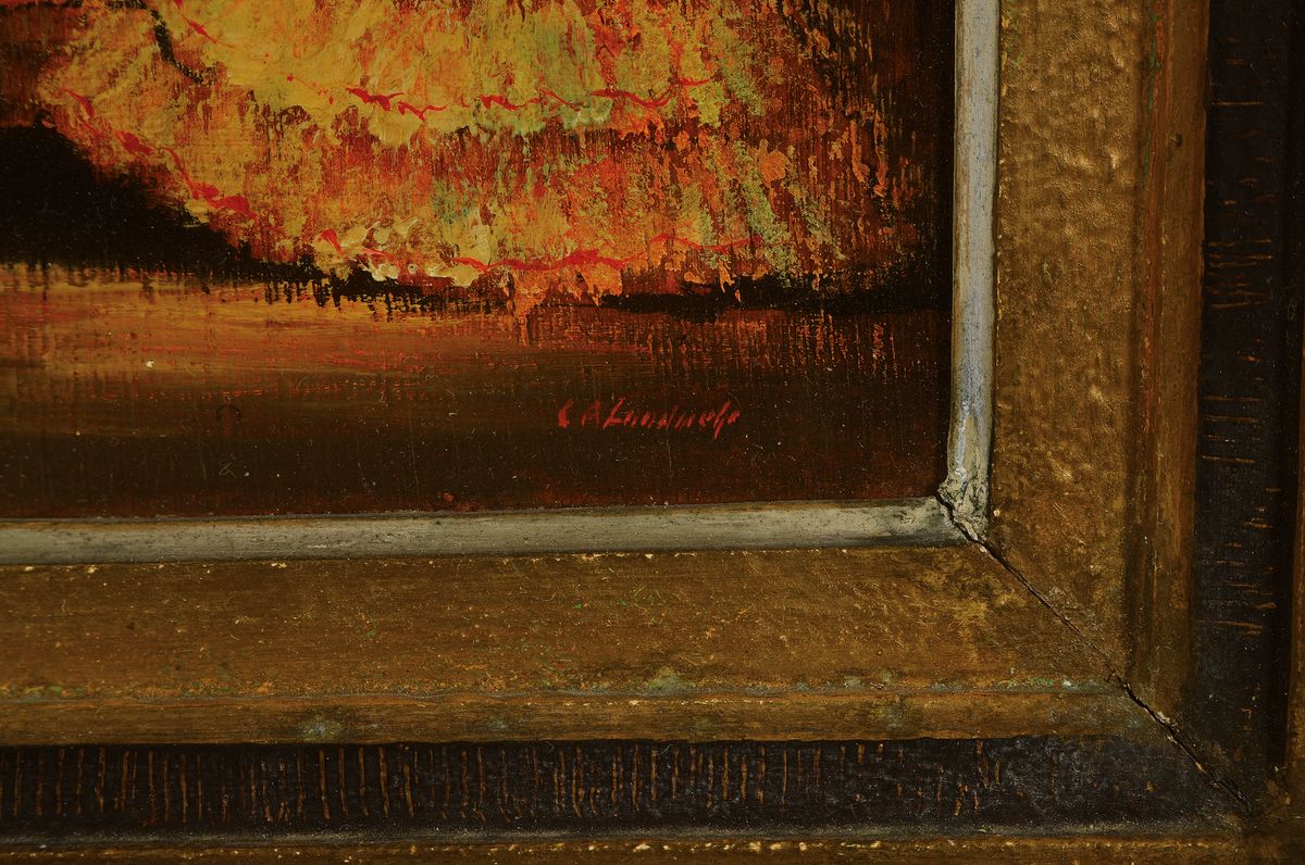 Detail a: Curt A. Landwehr, 1920-1988, Flamenco-Tänzerin und Gitarrist, Öl/Holz, rechts unten signiert, ca. 14x14cm, R. ca. 29x29cm