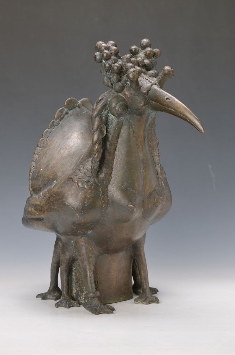 Gernot Rumpf, geb. 1941 Kaiserslautern, Traubentritsche, große Bronzeskulptur, signiert, num. 18/25, H. ca. 45cm
