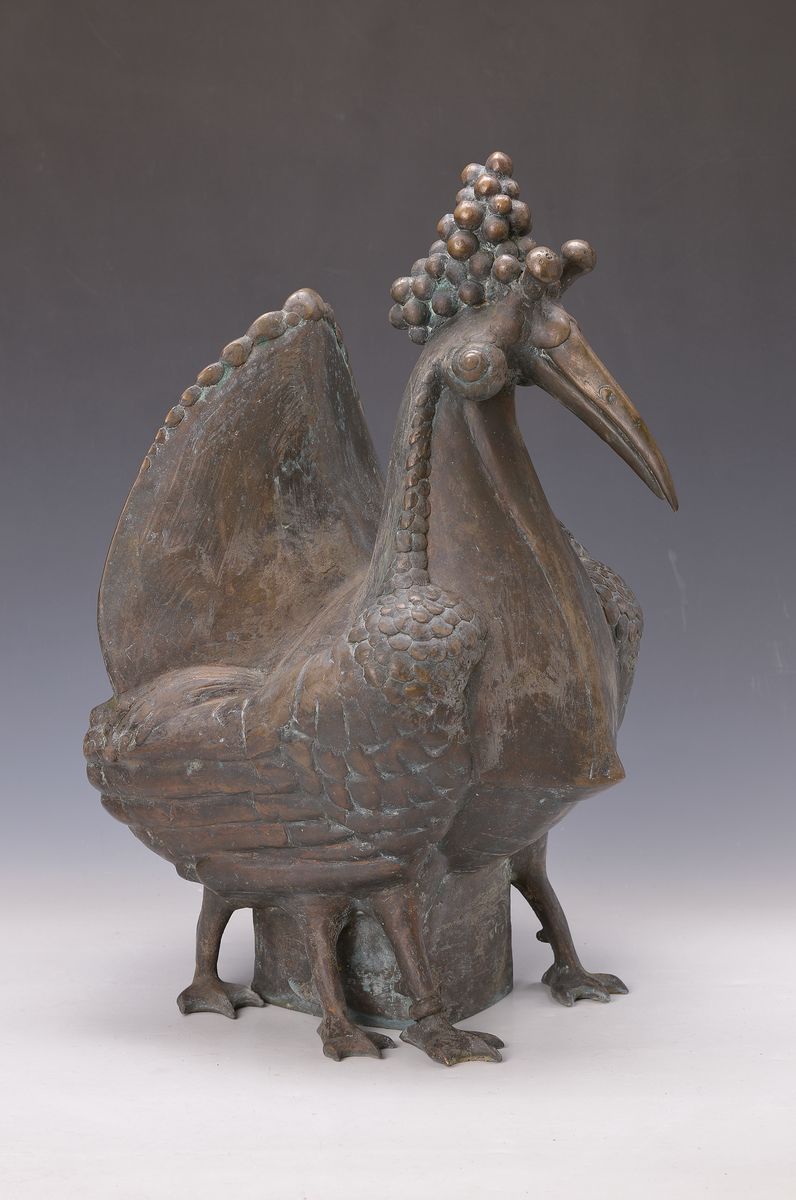 Detail k: Gernot Rumpf, geb. 1941 Kaiserslautern, große Traubentritsche, Bronzeskulptur, signiert und dat. 1992, H. ca. 52cm