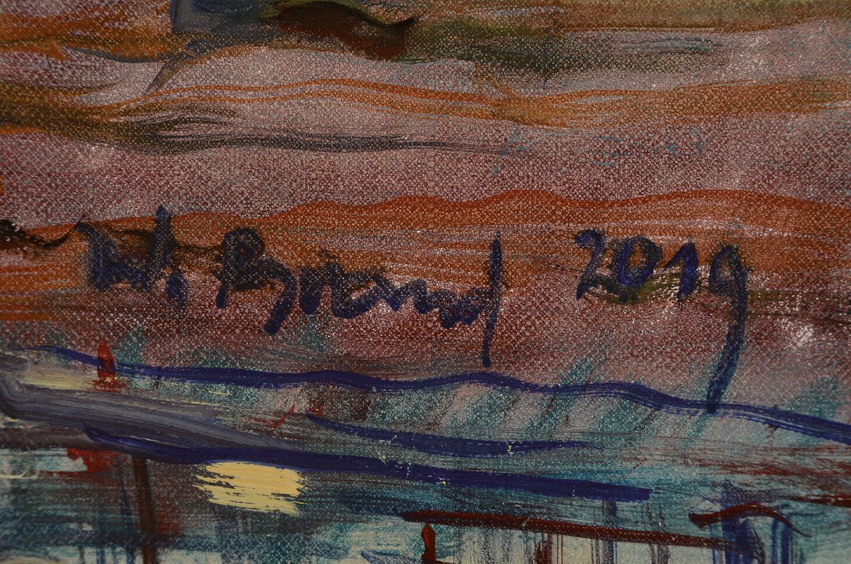Detail a: Werner Brand, geb. 1933 Löbau, lebt und arbeitet in der Pfalz, Pappeln am Bachlauf, Öl/Lwd, signiert und dat. 2019, ca. 75x60cm, R. ca. 87x72cm