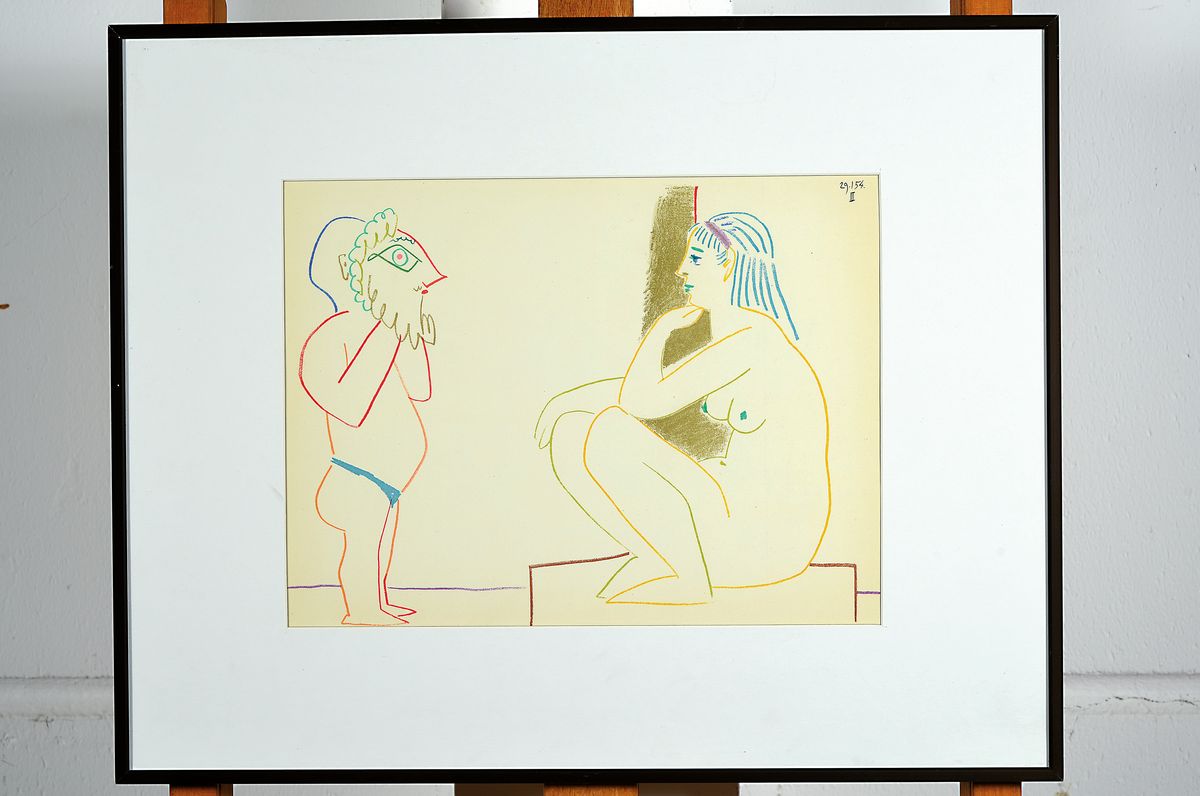 Detail k: Pablo Picasso, 1881-1973, Farblithographie aus Verve, Mourlot Paris 1954, ca. 24x32cm, PP, u.Gl., R. ca. 41x51cm