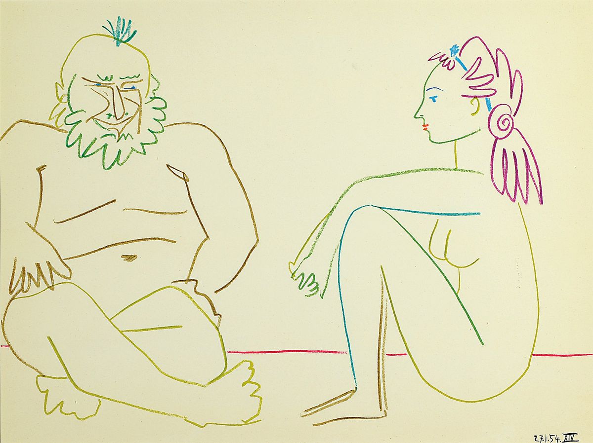 Pablo Picasso, 1881-1973, Farblithographie aus Verve, Mourlot Paris 1954, ca. 24x32cm, PP, u.Gl., R. ca. 43x53cm