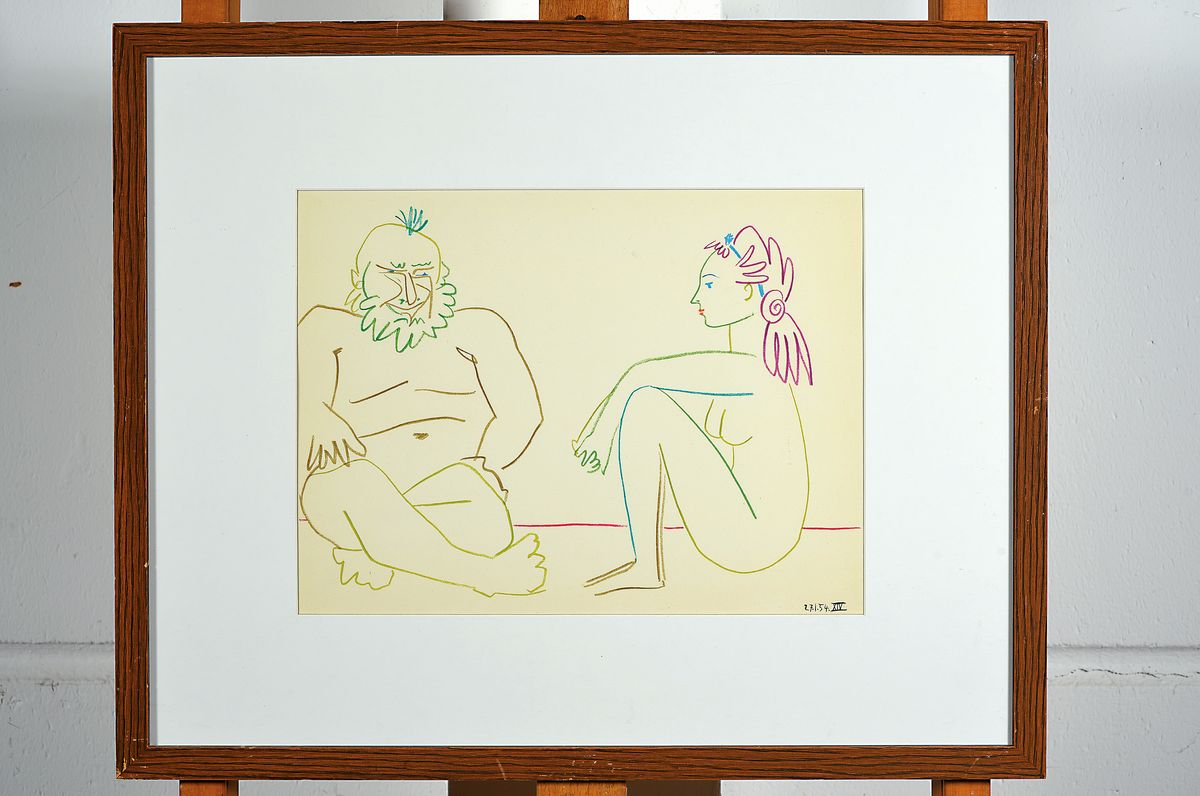 Detail k: Pablo Picasso, 1881-1973, Farblithographie aus Verve, Mourlot Paris 1954, ca. 24x32cm, PP, u.Gl., R. ca. 43x53cm