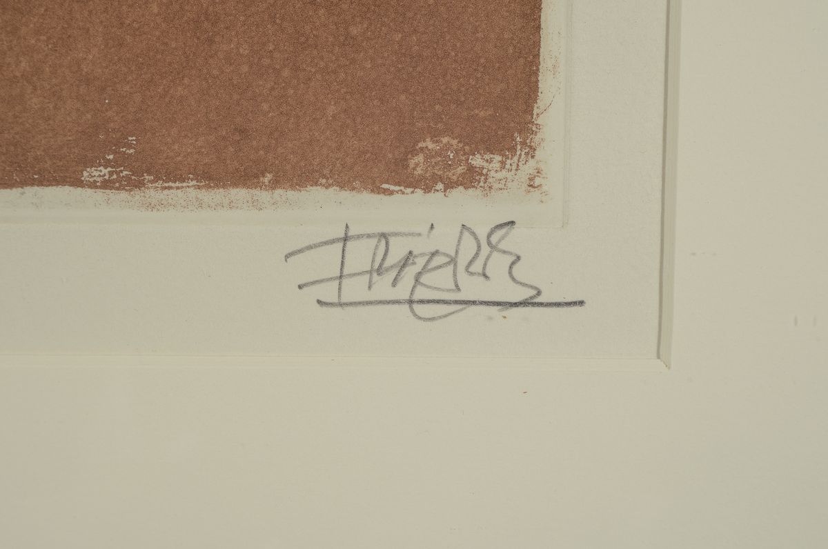 Detail c: Johnny Friedländer, 1912-1992, Composition V, Farbradierung, handsigniert und bez.: e.a.,Auflage 95 Exempl., ca. 34x30cm, u.Gl.; R. ca.75x55cm .