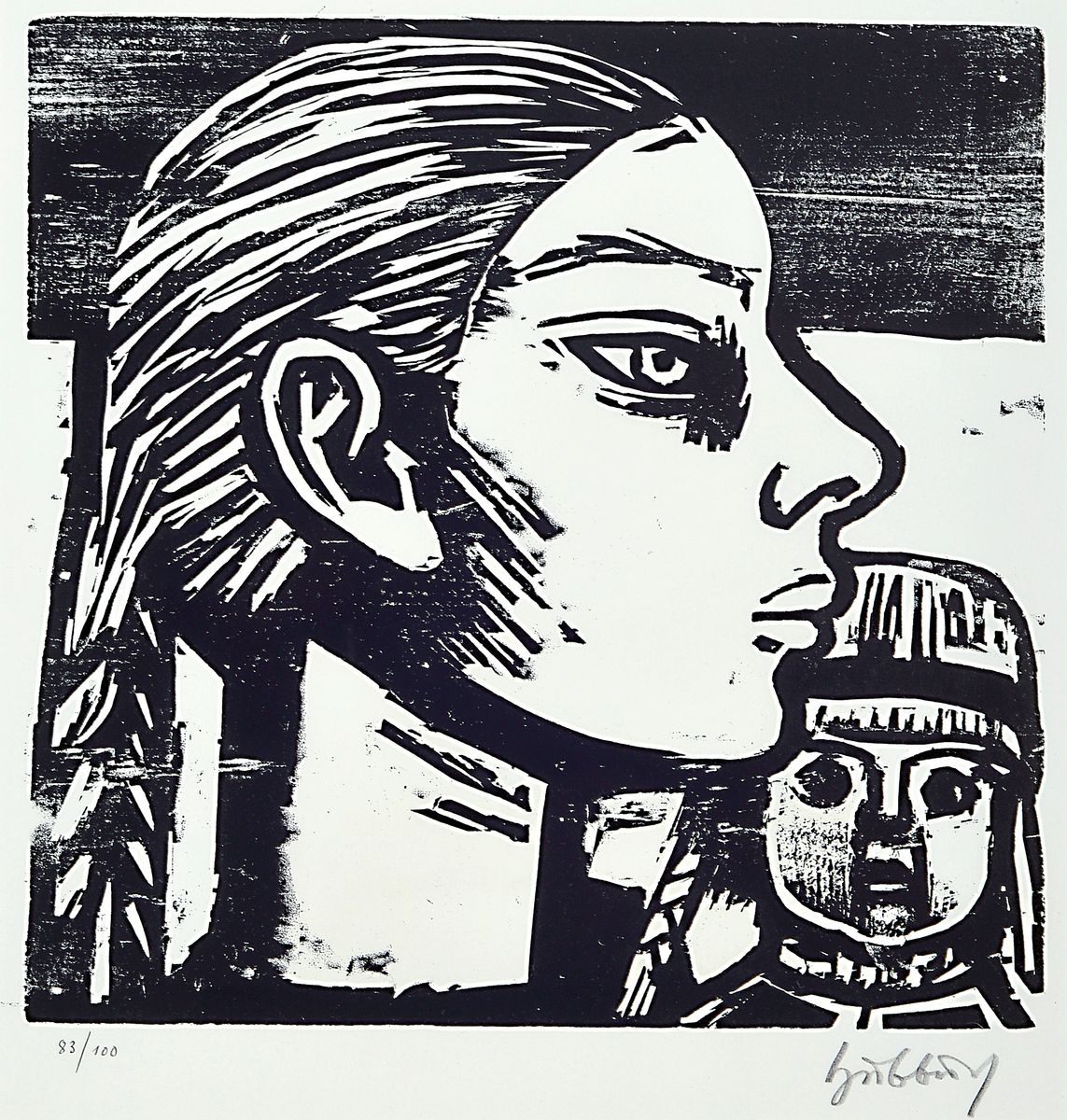 Karl Hubbuch, 1891-1979 Karlsruhe, Holzschnitt, handsigniert, num. 83/100, ca. 33x33cm, u.Gl., R. ca. 65x50cm