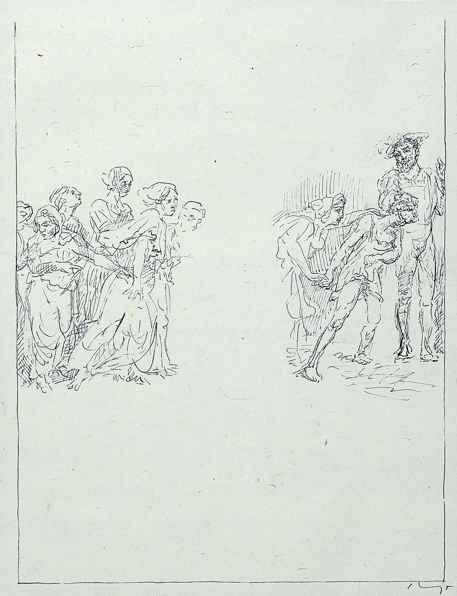 Max Slevogt, 1868-1932, 2 Lithographien aus Faust II, beide handsigniert, ohne Text, ca. 31x23cm, PP, u.Gl., R. ca. 57x47cm