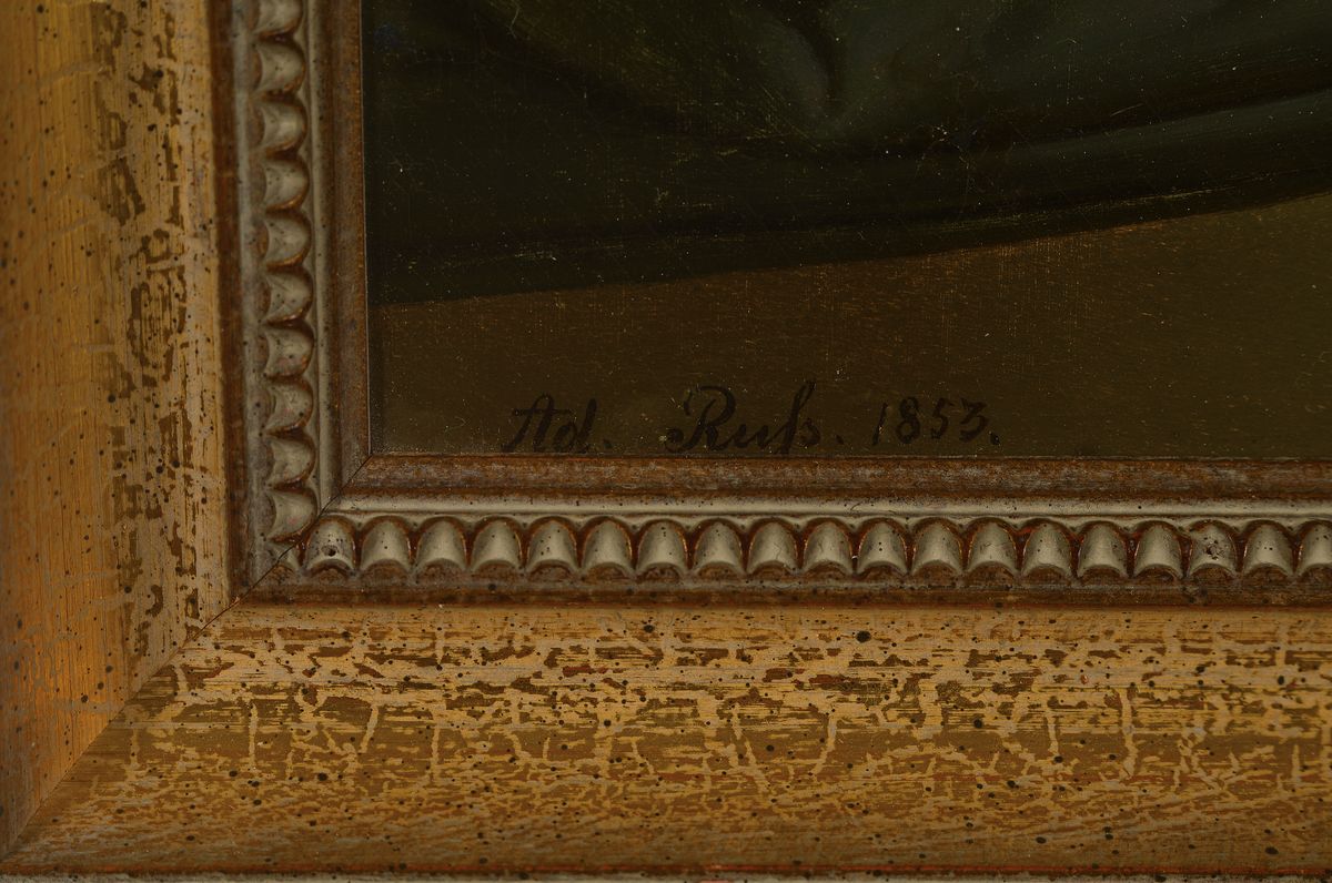 Detail a: Adolf Russ, 1820-1911, Dreiviertelporträt eines Offiziers, Öl/Lwd, seitlich rechts signiert und dat. 1853, ca. 35x26cm, R. Gesamtmaß ca. 41x33cm