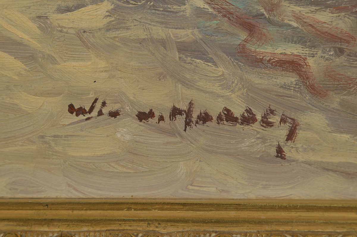 Detail a: Wim van der Norden, 1917-2001, Fischerboote auf ruhiger See, Öl/Lwd, links unten sign., ca. 60x80cm, R. ca. 76x96cm