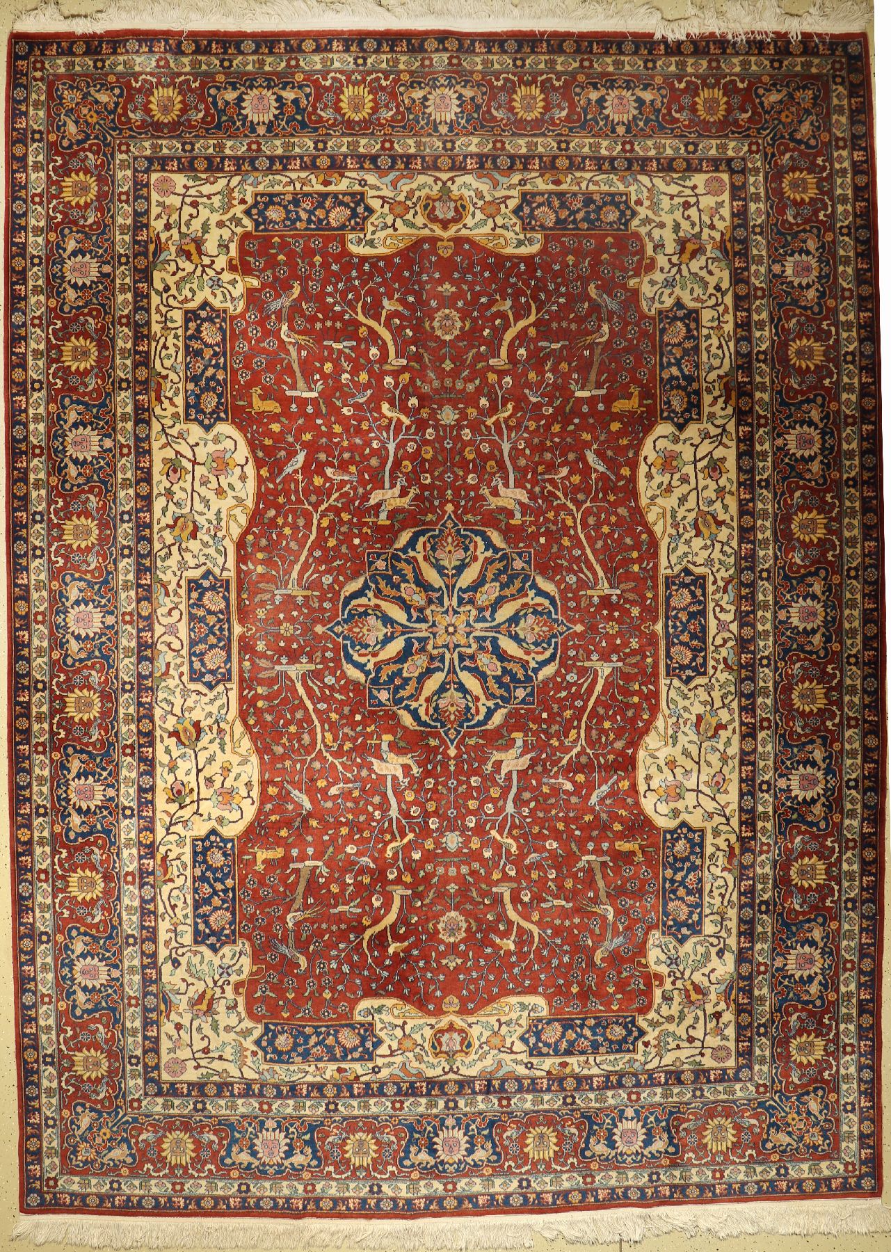 Rumänien Teppich alt, Täbriz Design, ca. 60Jahre, Wolle auf Baumwolle, ca. 377 x 279 cm, EHZ: 2