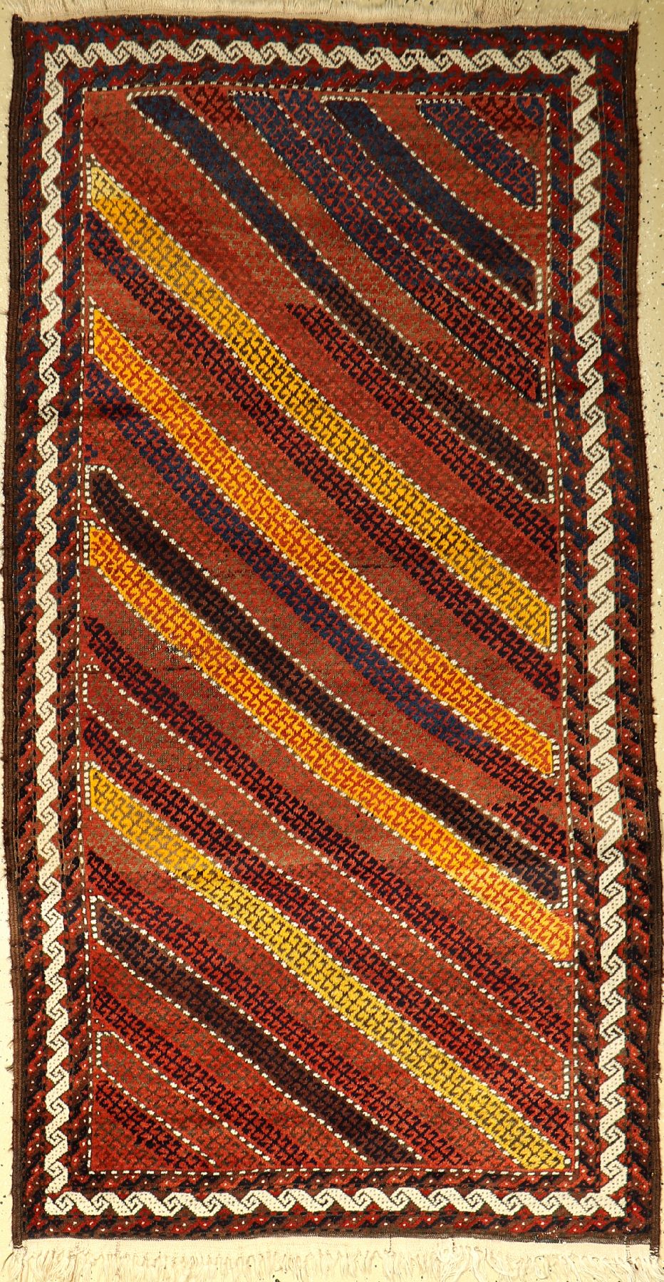 Seltener Streifen Belutsch, alt, Persien, um 1940, Wolle auf Wolle, ca. 187 x 99 cm, dekorativ, EHZ: 2-3