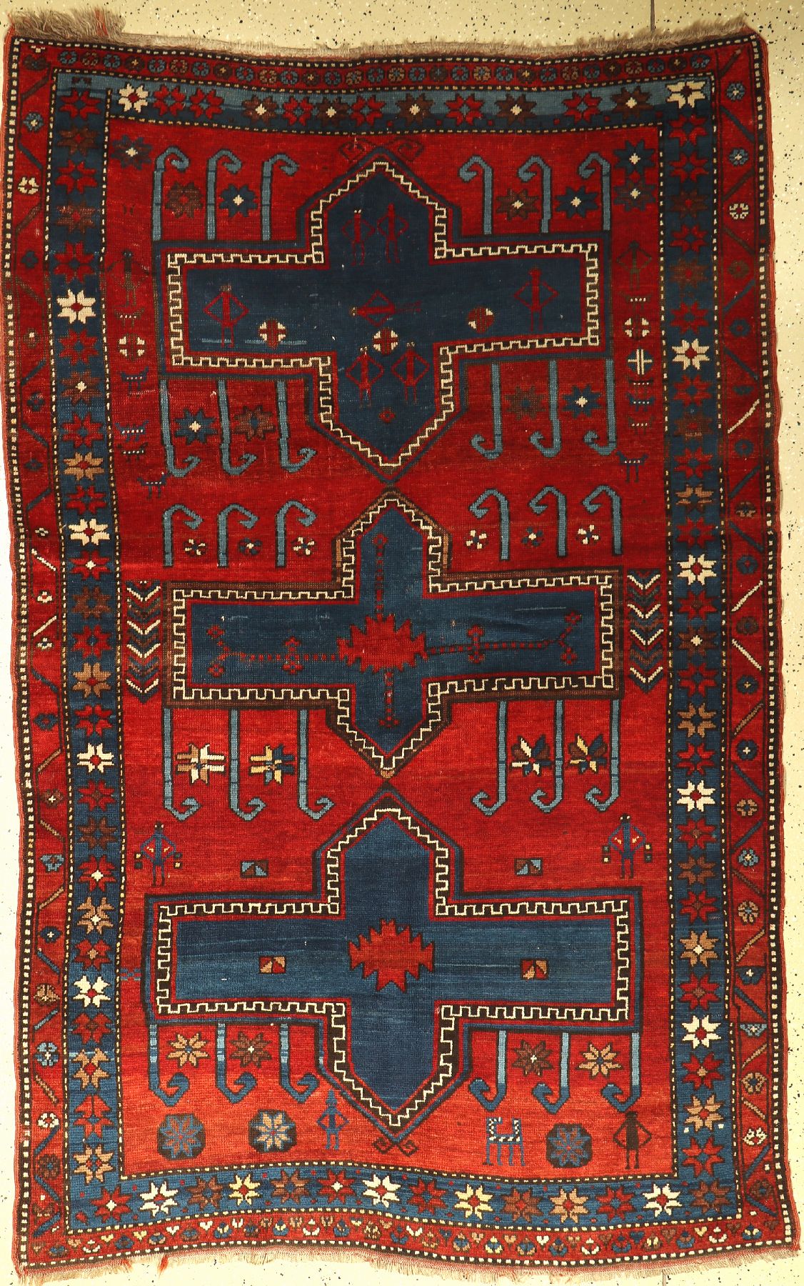 Armenischer Kasak alt, Kaukasus, um 1930, Wolle auf Wolle, ca. 230 x 150 cm, EHZ: 2-3