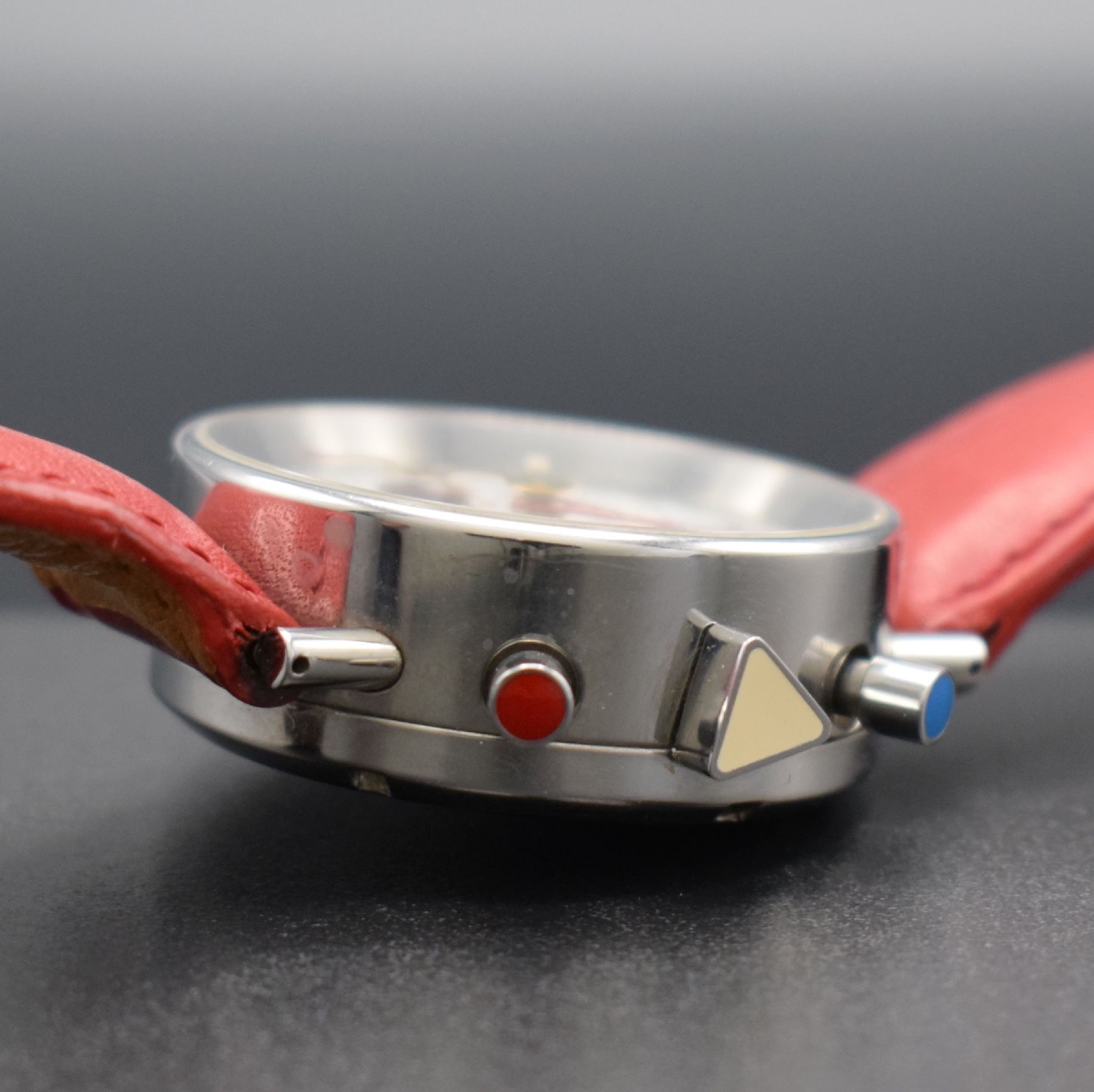 Detail d: ALAIN SILBERSTEIN Armbandchronograph KRONO 2, Automatik, Frankreich um 1993, Edelstahl-geh. inkl. orig. Lederband, beids. vergl., Boden verschr., ...