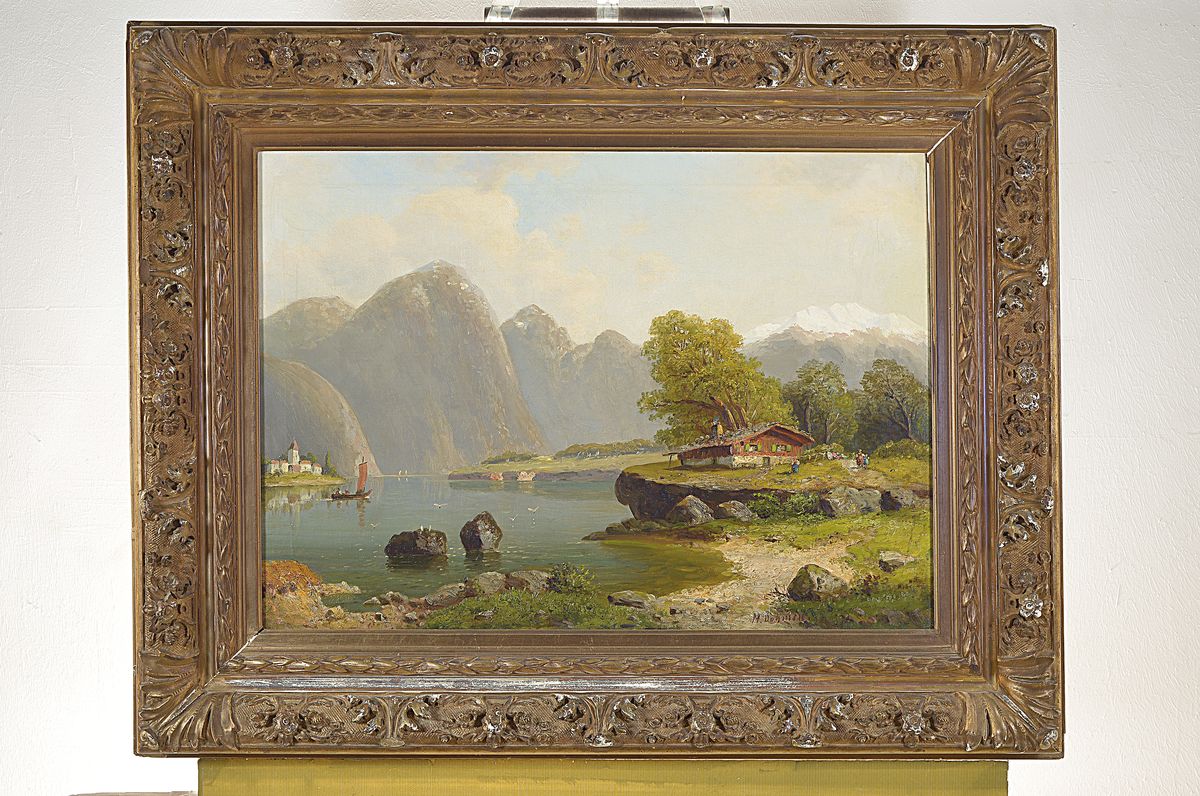 Detail k: M. Dohmen, Düsseldorfer Maler des späten 19. Jh., zwei Pendants: Ansichten vom Gosausee, Öl/Lwd, beide signiert, eines rückseitig bez. Gosausee, ...