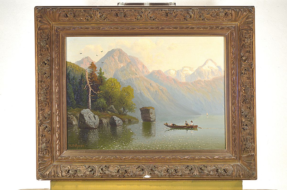 Detail n: M. Dohmen, Düsseldorfer Maler des späten 19. Jh., zwei Pendants: Ansichten vom Gosausee, Öl/Lwd, beide signiert, eines rückseitig bez. Gosausee, ...