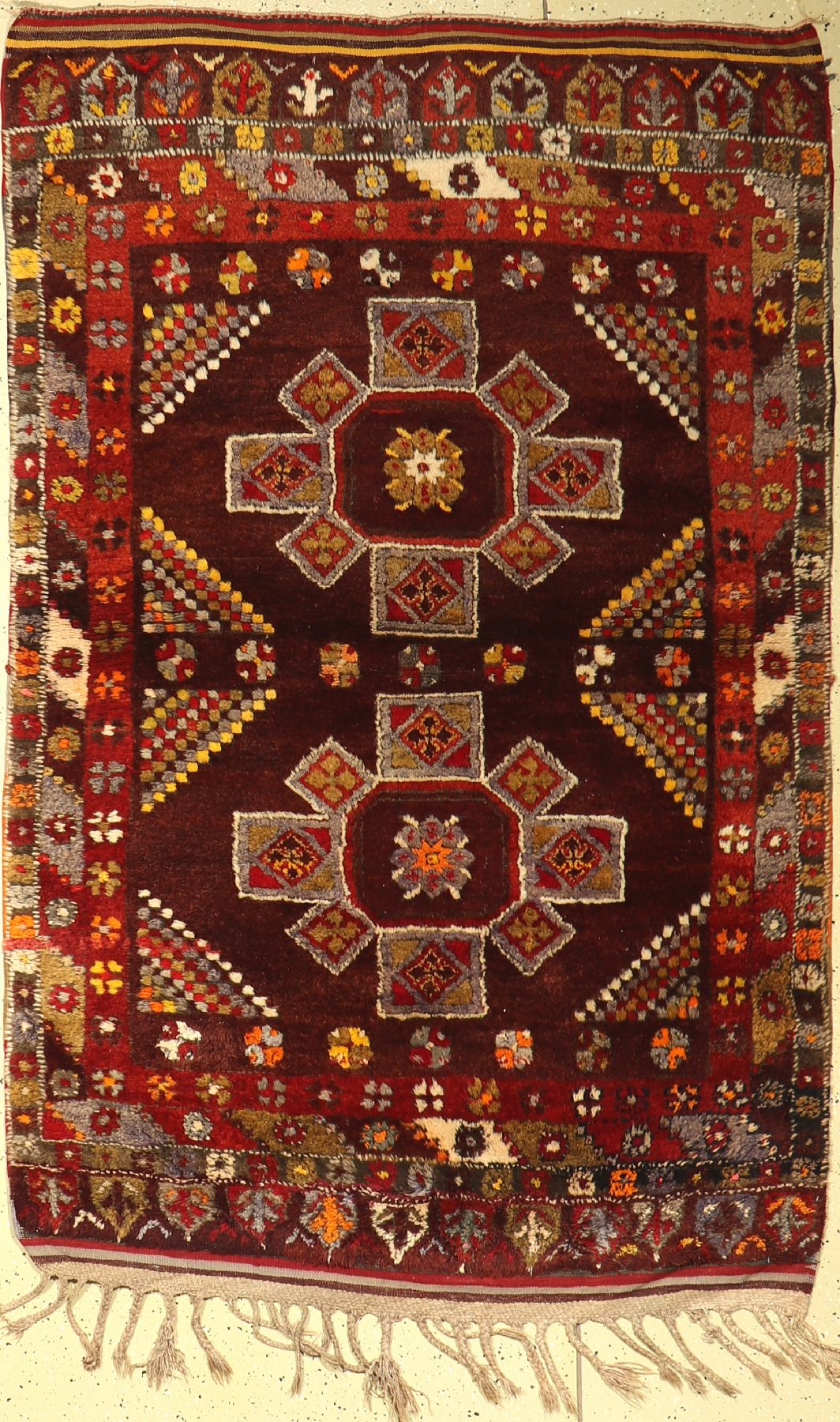Zentralanatolischer Teppich, alt, Türkei, um 1940, Wolle auf Wolle, ca. 190 x 130 cm, EHZ: 2-3