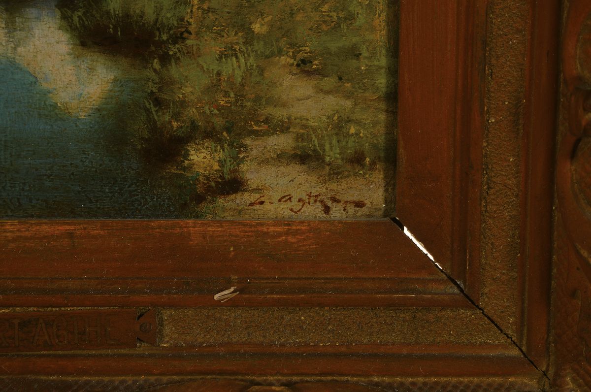 Detail a: Curt Agthe, 1862-1943 Berlin, im Riessthal (Tyrol), rückseitig so betitelt, Öl/Holz, rechts unten signiert, ca. 22x16cm, R. ca. 39x34cm
