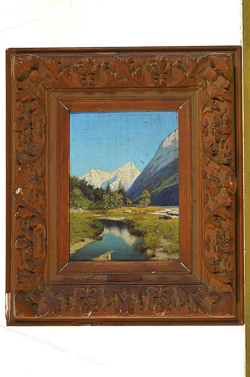 Detail k: Curt Agthe, 1862-1943 Berlin, im Riessthal (Tyrol), rückseitig so betitelt, Öl/Holz, rechts unten signiert, ca. 22x16cm, R. ca. 39x34cm
