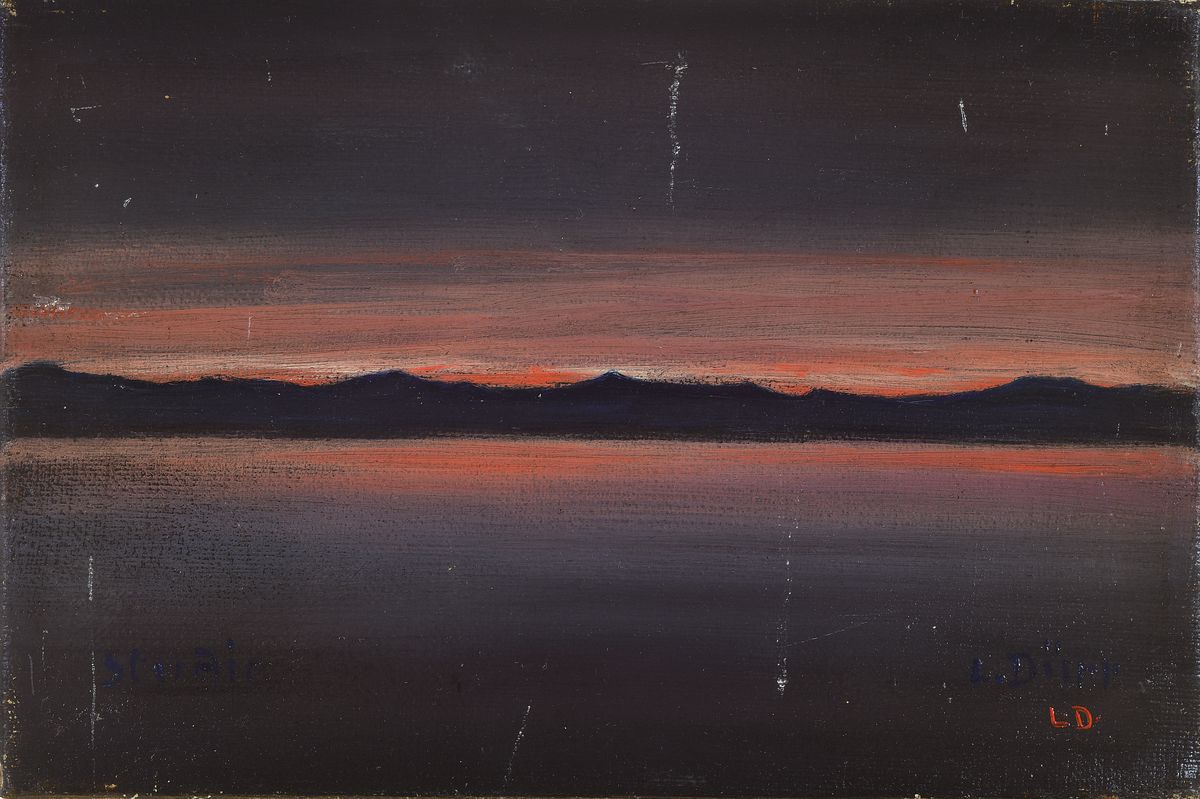 Louis Dürr, Burgdorf 1896 - 1972 Boll, wohl Neuenburger See, unleserlich signiert Stua..., Seelandschaft bei Nacht, Öl/Lwd., re. unten bezeichnet ...
