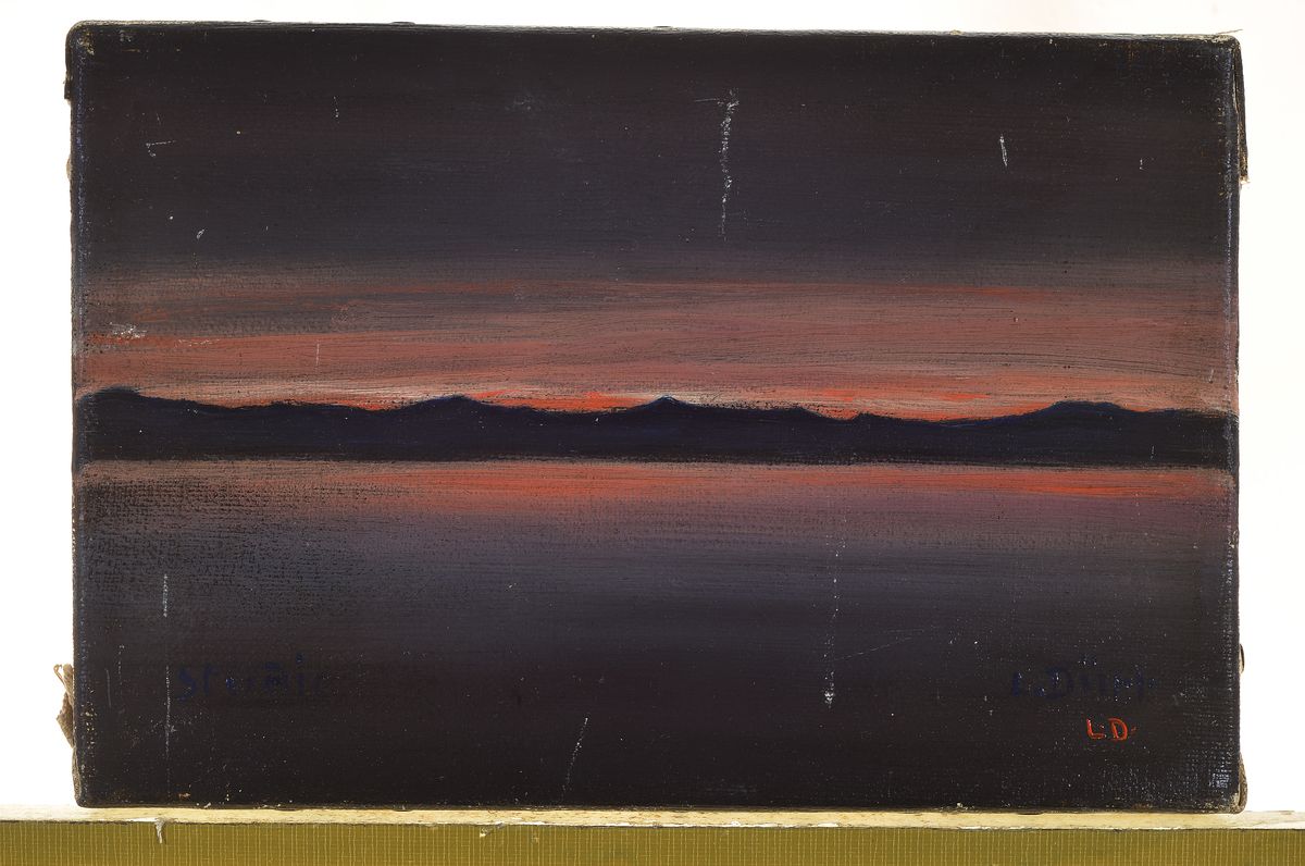 Detail k: Louis Dürr, Burgdorf 1896 - 1972 Boll, wohl Neuenburger See, unleserlich signiert Stua..., Seelandschaft bei Nacht, Öl/Lwd., re. unten bezeichnet ...