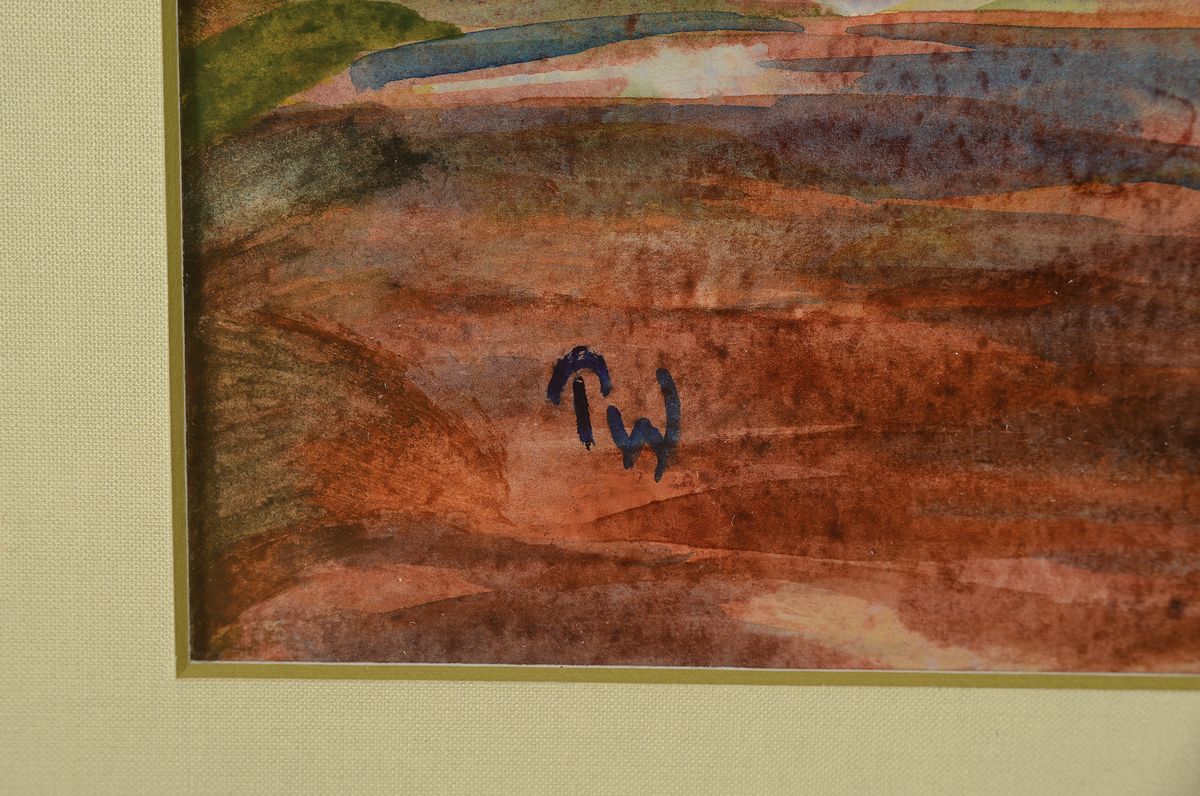 Detail a: Paul Wolfgang Schmidt, zeitgen. Künstler aus Neustadt/Wstr., Landschaft mit Pappeln, Aquarell auf Papier, monogrammiert PW, ca. 36x48cm, PP, u.Gl., ...