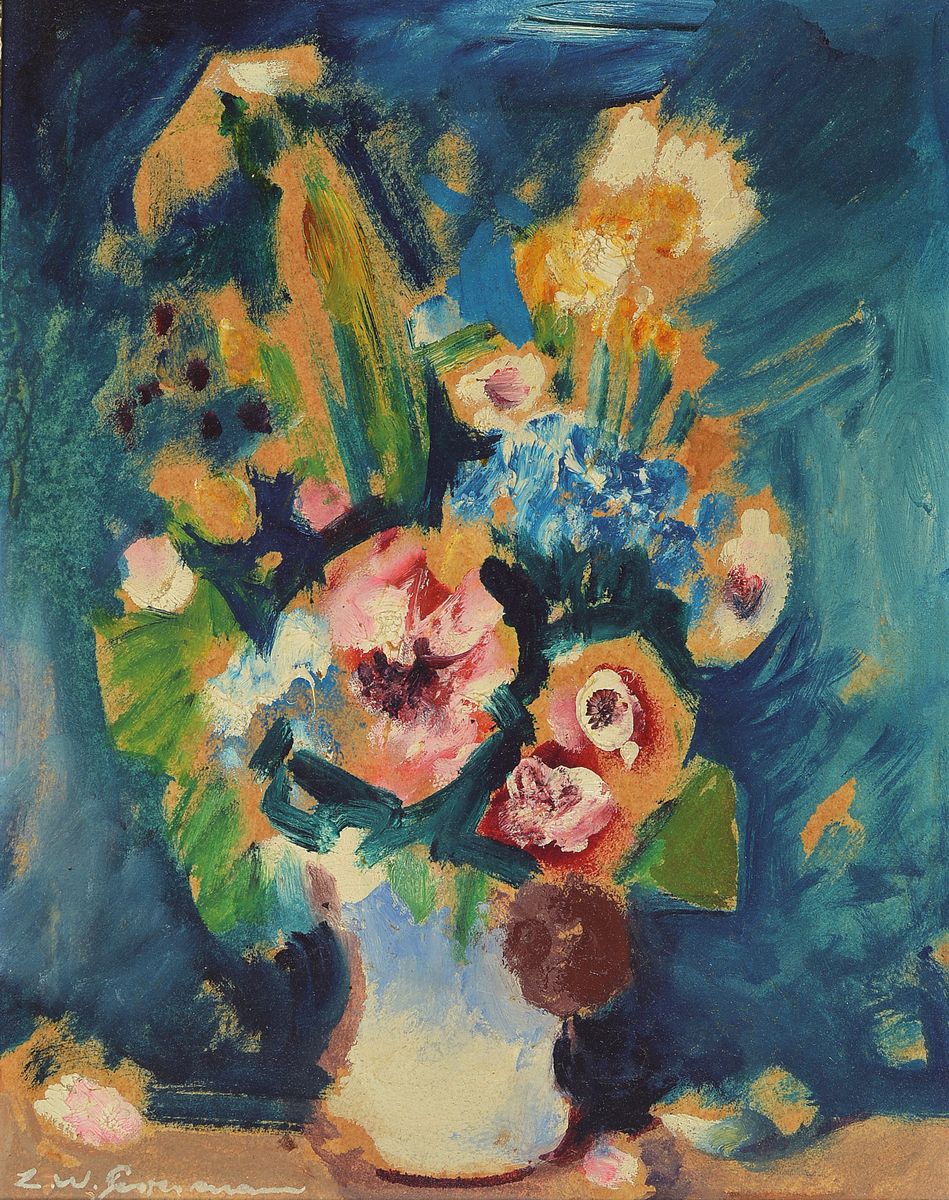 L.W. Gestermann, 20er Jahre,, Stillleben, ÖL/Malplatte, li. u. signiert, ca. 29 x 22 cm Rahmen: 34 x 28 cm
