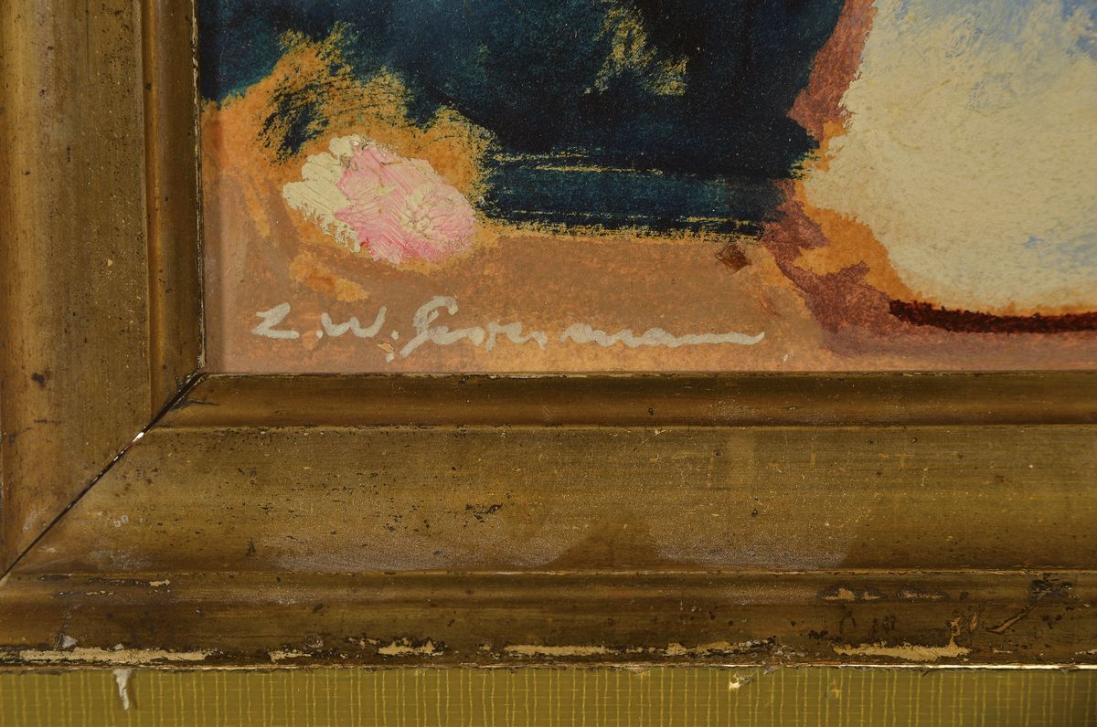Detail a: L.W. Gestermann, 20er Jahre,, Stillleben, ÖL/Malplatte, li. u. signiert, ca. 29 x 22 cm Rahmen: 34 x 28 cm