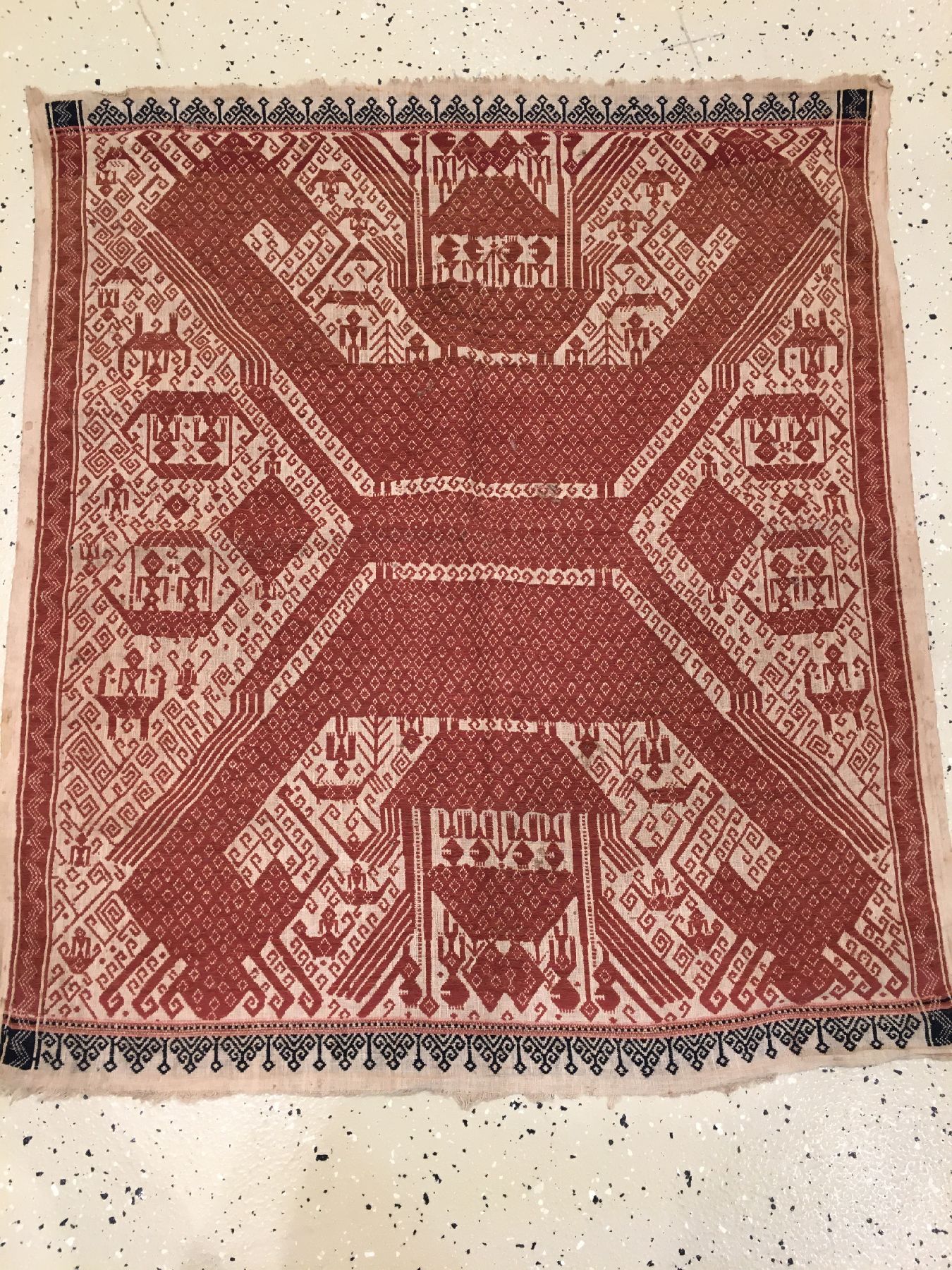 Detail a: (2 Lots) Indonesische Textilien antik, Indonesien, Ende 19.Jhd./Anfang 20.Jhd., Wolle/Baumwolle. Sehr selten, ca. 86 x 79 cm, ca. 84 x 70 cm, EHZ: ...