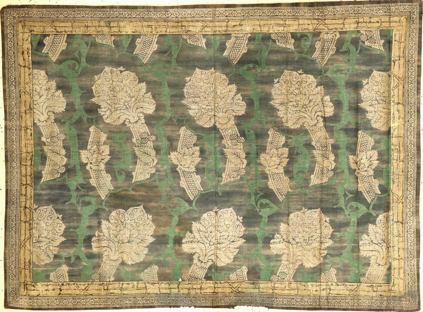 Indonesisches Textil (Metallbroschiert) antik, Indonesien, Ende 19.Jhd./Anfang 20.Jhd., Metall/Seide/Baumwolle. Absolute Rarität, museal, ca. 141 x ...