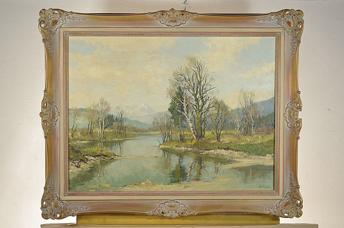 Detail k: Willy Burger, Düsseldorfer Landschaftsmaler des 19./20. Jh., Landschaft im Dachauer Moos, Öl/Lwd, rechts unten signiert, ca. 60x80cm, R. ca. ...
