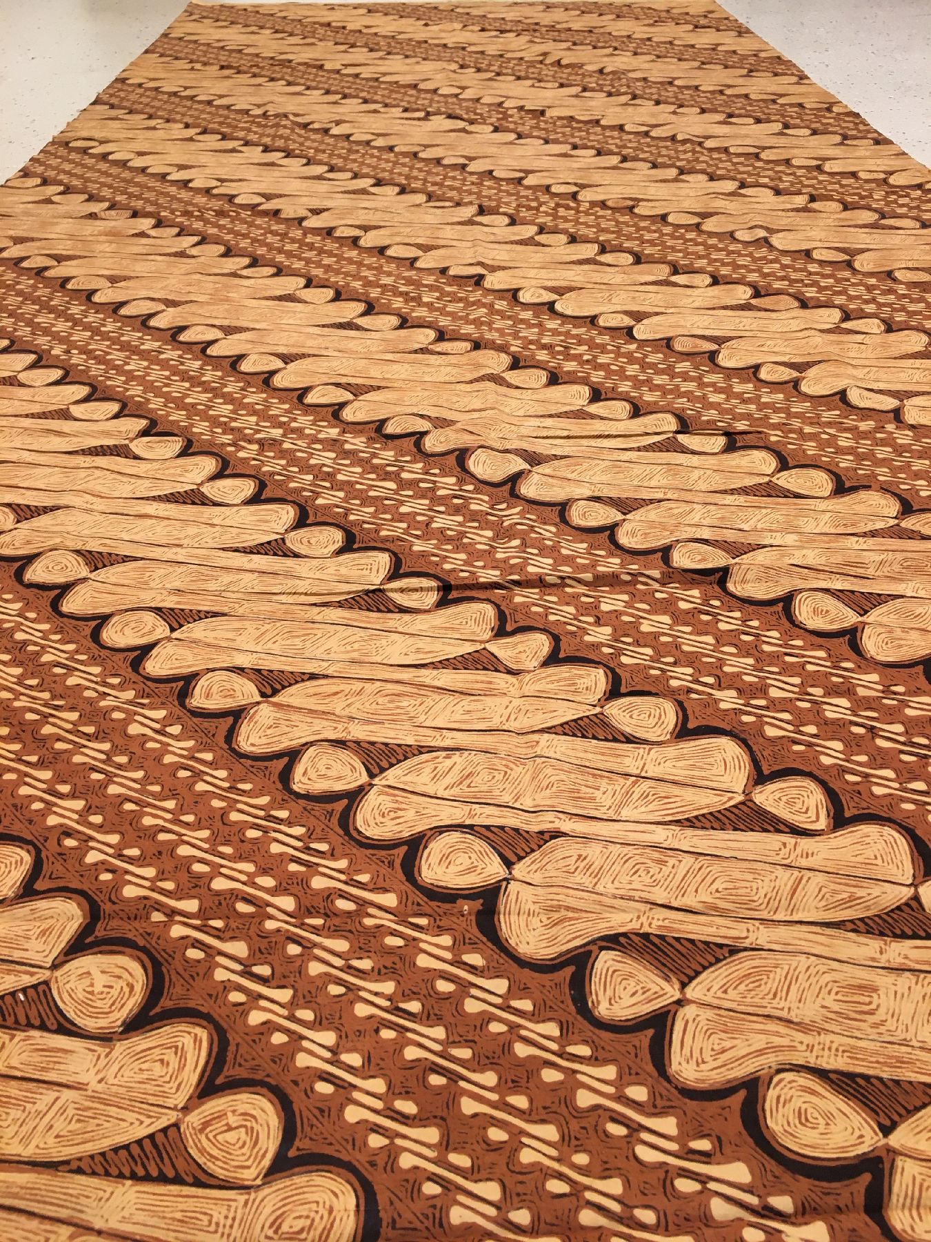 Detail b: Indonesisches Batik Textil antik, Indonesien, Anfang 20.Jhd., sehr feine Baumwolle. Absolute Rarität, sammelwürdig, ca.237 x 103 cm, EHZ: 2-3.