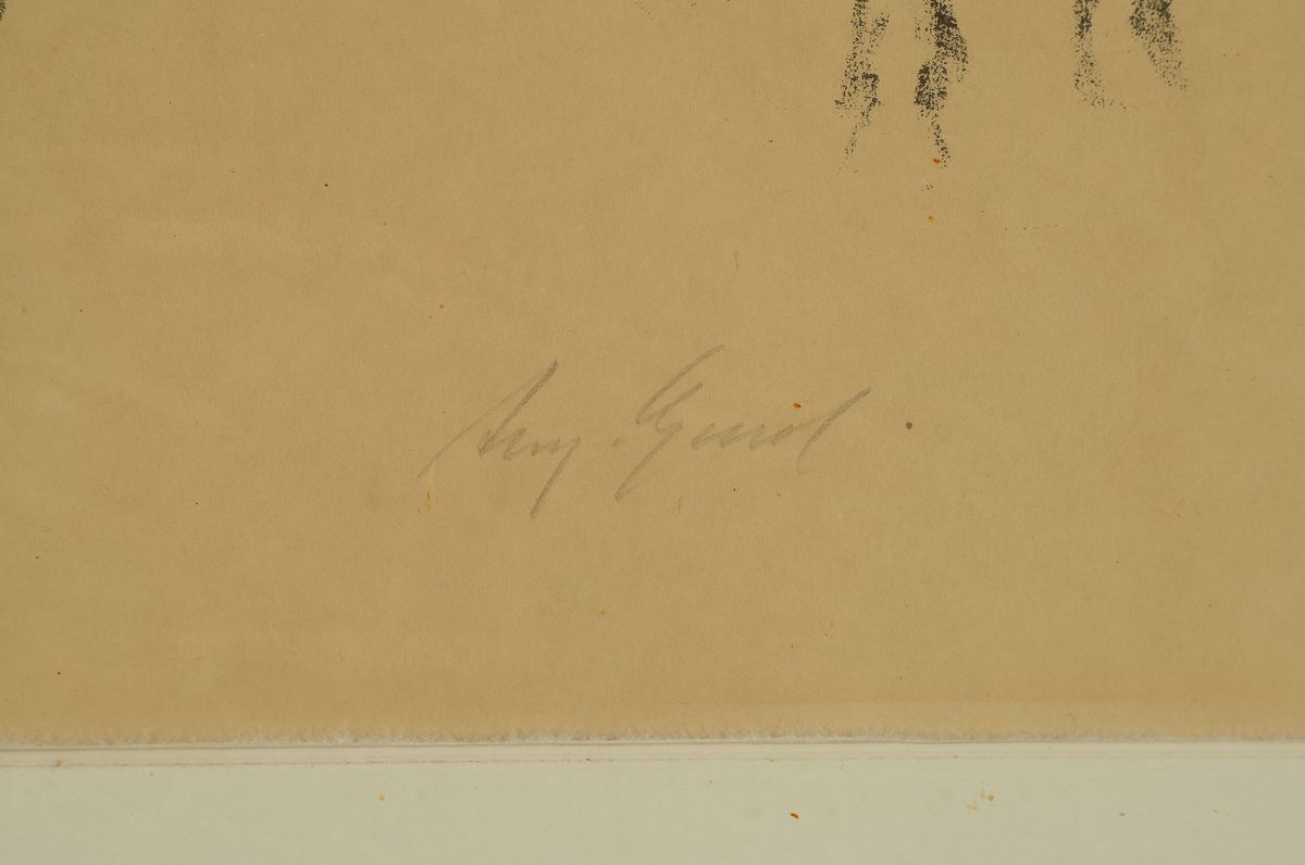 Detail a: August Gaul, 1869 Großauheim - 1921 Berlin, berühmter Tierbildhauer, national und international vertreten, hier: Originalzeichenblatt mit Schweine- ...