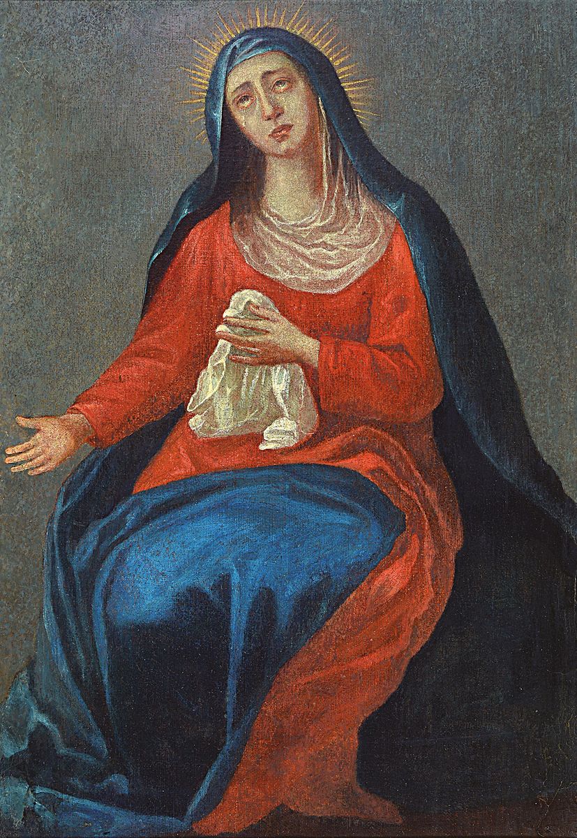 Unbekannter Künstler, süddeutsch, um 1780- 1800, Mutter Gottes, Öl/Lwd, Altersschäden, 57 x 39 cm, Rahmen 69 x 50 cm