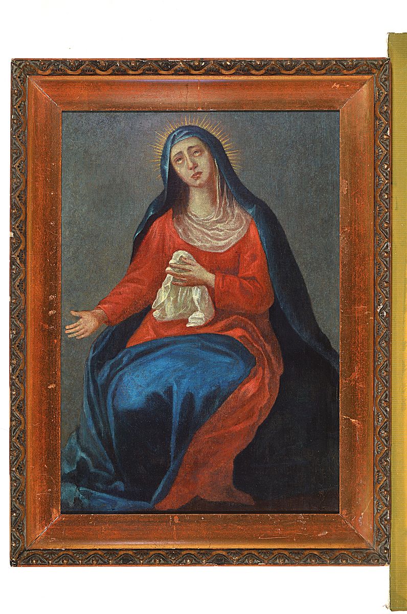 Detail k: Unbekannter Künstler, süddeutsch, um 1780- 1800, Mutter Gottes, Öl/Lwd, Altersschäden, 57 x 39 cm, Rahmen 69 x 50 cm