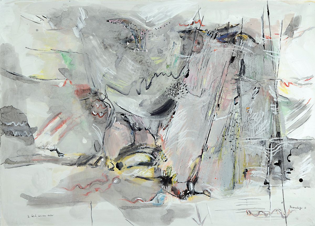 Georg Dickenberg, 1913 Frankfurt - 2004, "Die Küste mit dem Adler, Mischtechnik, re. u. signiert, li. u. bezeichnet, ca. 63 x 80 cm, unter ...