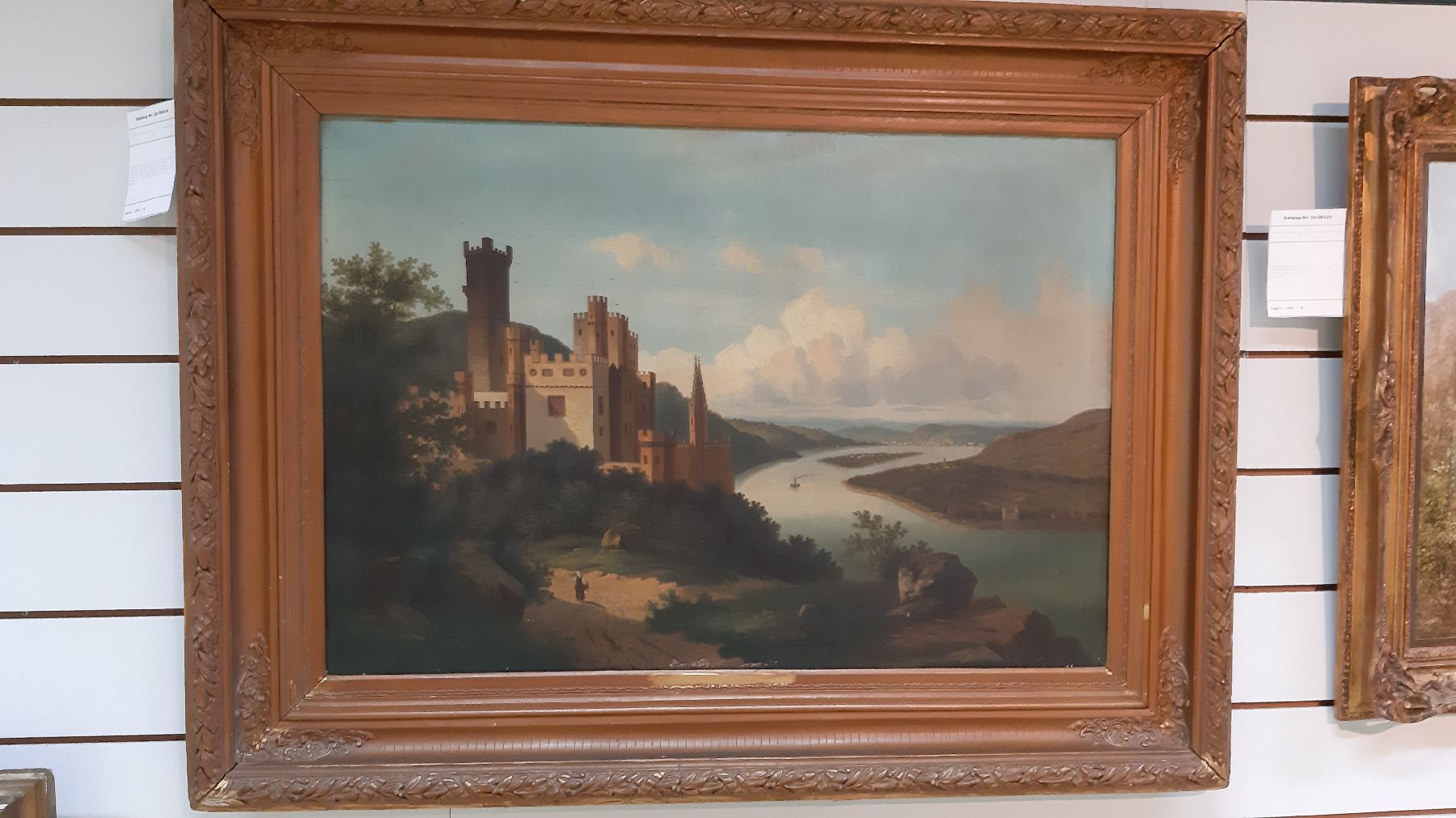 Detail a: Eduard Hein jun., 1854-1918 Düsseldorf, Ansicht Schloss Stolzenfels nahe Koblenz, Öl/Lwd, rechts unten sign.: E. Hein jun Ddf, ca. 68x98cm, ...