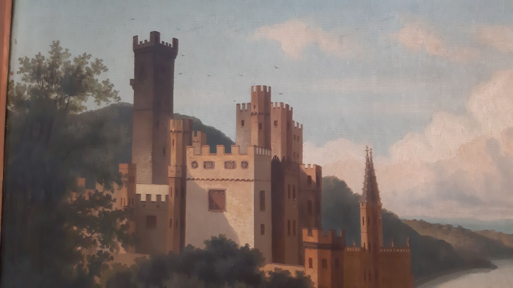 Detail c: Eduard Hein jun., 1854-1918 Düsseldorf, Ansicht Schloss Stolzenfels nahe Koblenz, Öl/Lwd, rechts unten sign.: E. Hein jun Ddf, ca. 68x98cm, ...