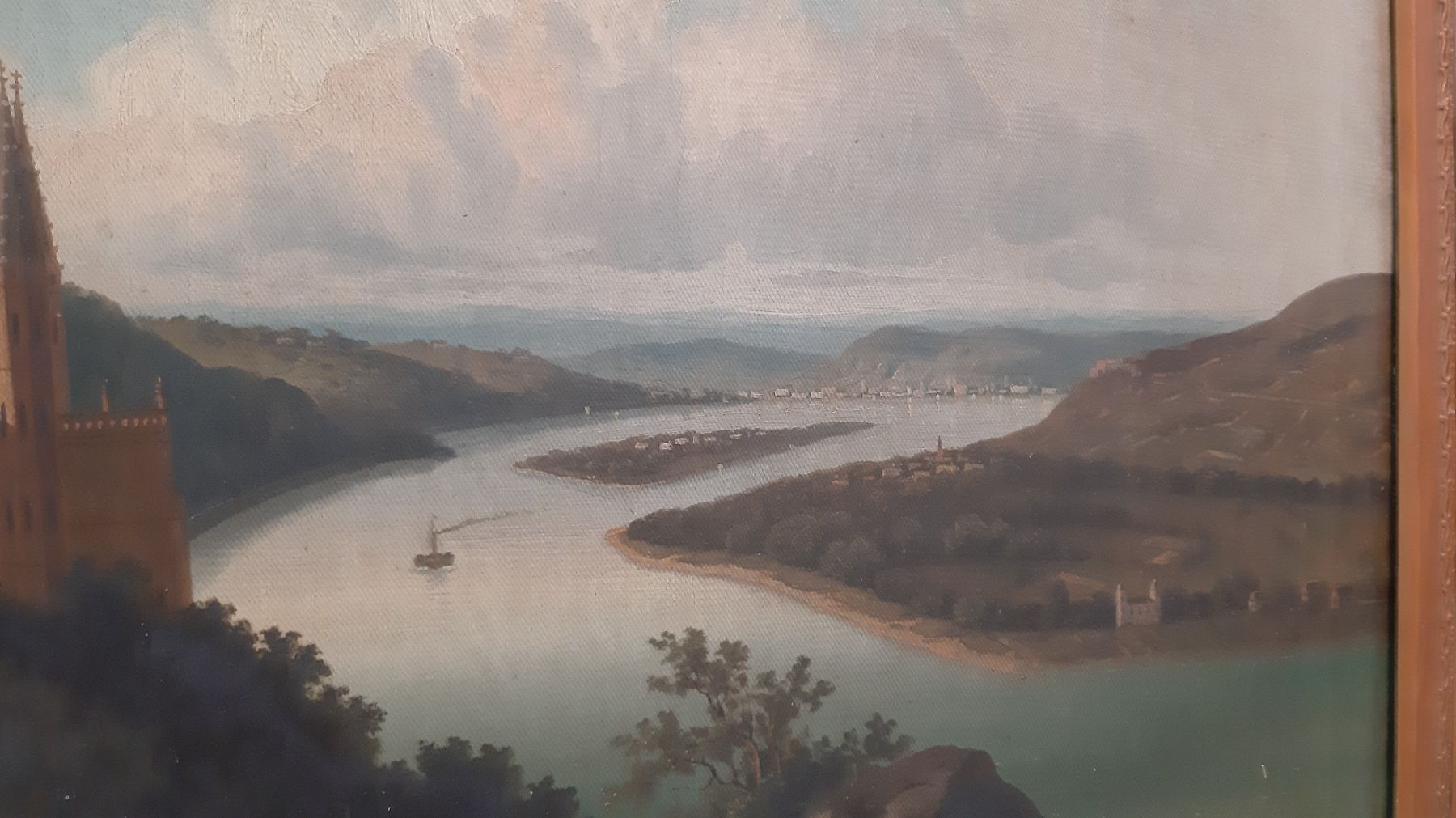 Detail d: Eduard Hein jun., 1854-1918 Düsseldorf, Ansicht Schloss Stolzenfels nahe Koblenz, Öl/Lwd, rechts unten sign.: E. Hein jun Ddf, ca. 68x98cm, ...