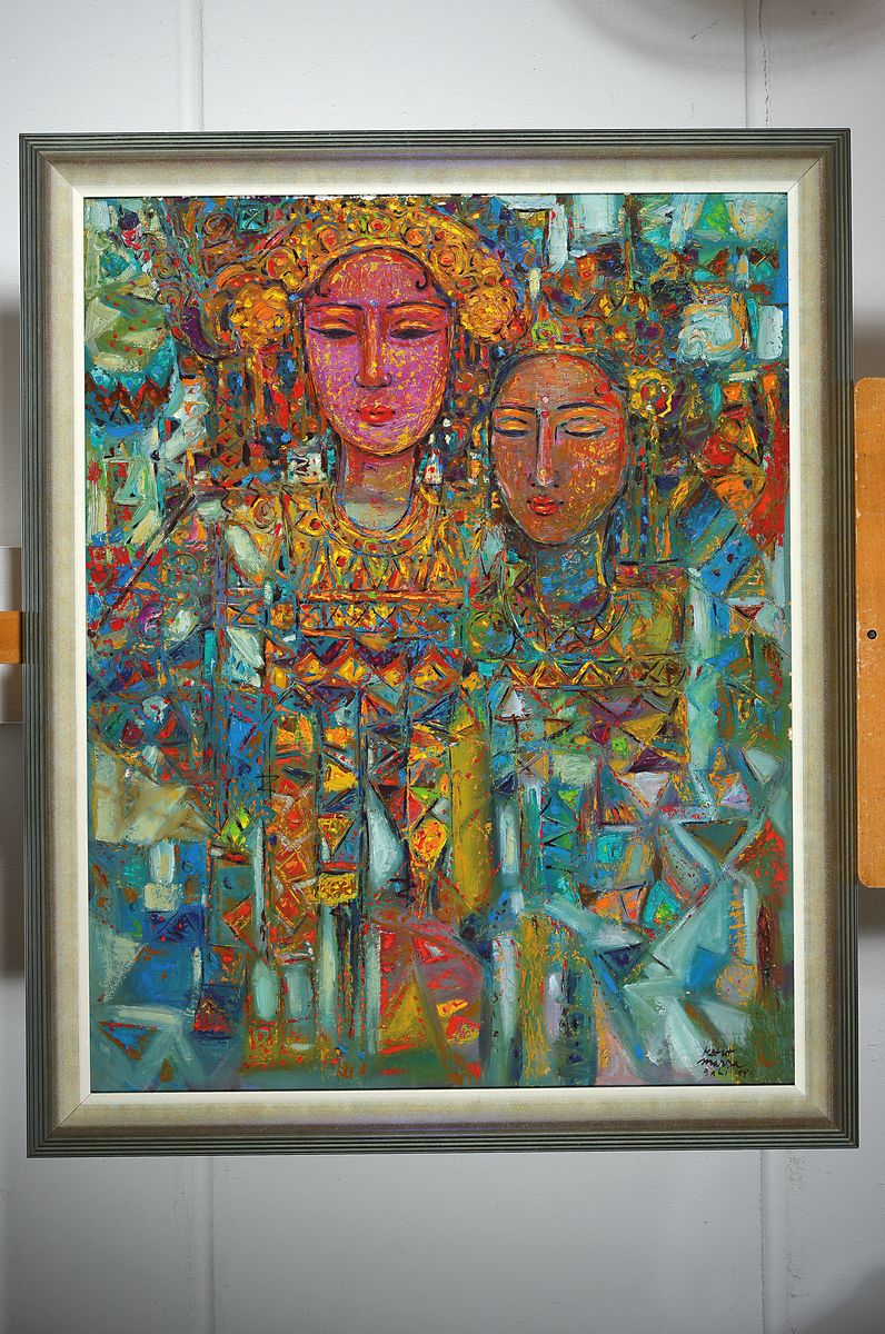 Detail k: Ketut Marra, geb. 1961 in Batubulan, Balin, Schüler von Wayan Lipur, Studium in IKip/Pgri Denpasar, zahlreiche Auszeichnungen, hier: zwei ...