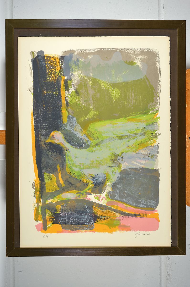 Detail k: Paul Guiramand 1926-2007 und Andre Brasilier geb. 1929, drei Lithographien, Andre Brasilier, Reiter bzw. Landschaft, signiert, ca. 26/100 bzw. ...