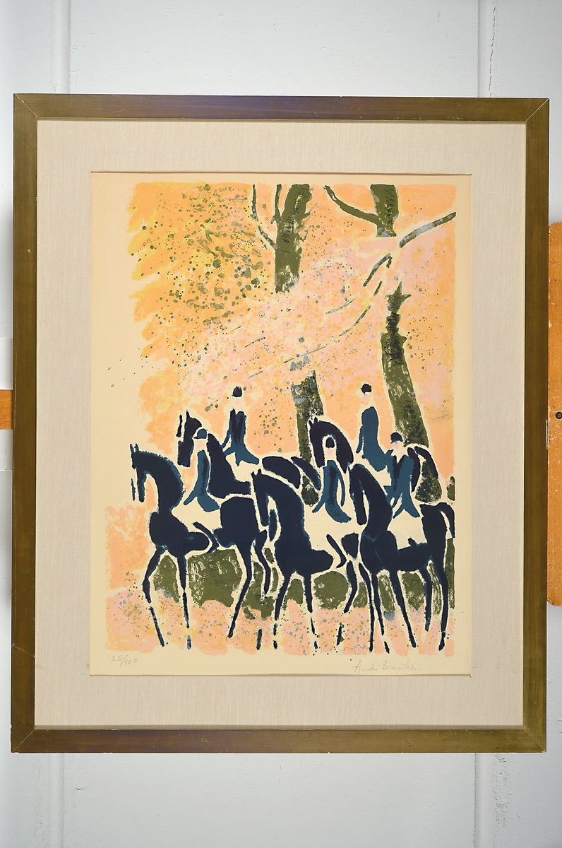 Detail l: Paul Guiramand 1926-2007 und Andre Brasilier geb. 1929, drei Lithographien, Andre Brasilier, Reiter bzw. Landschaft, signiert, ca. 26/100 bzw. ...