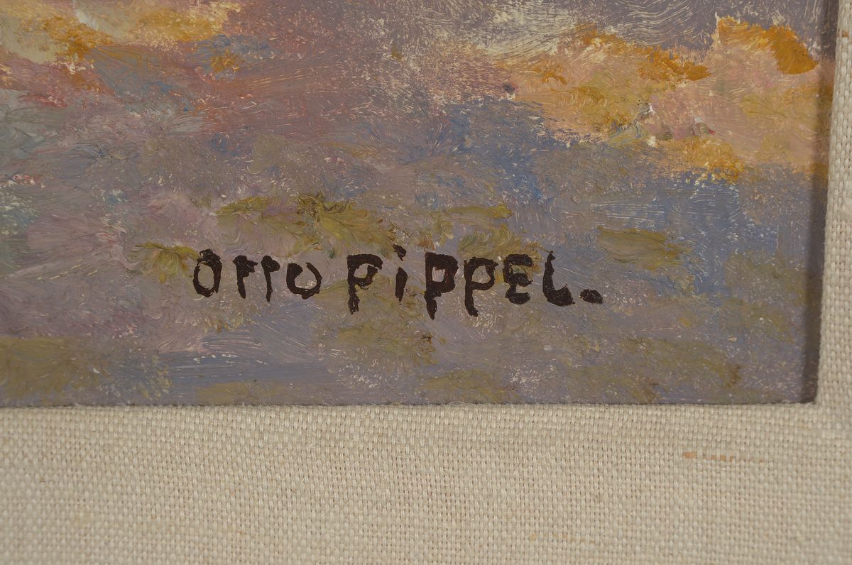 Detail a: Otto Pippel, 1878 Lodz-1960 Planegg, Kurpark von Bad Reichenhall, Öl/Lwd, rechts unten signiert, rückseitig Atelier-Etikett mit Titel: Im Kurpark, ...