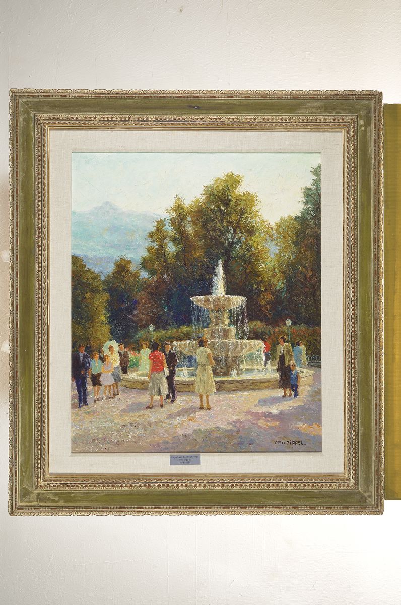 Detail k: Otto Pippel, 1878 Lodz-1960 Planegg, Kurpark von Bad Reichenhall, Öl/Lwd, rechts unten signiert, rückseitig Atelier-Etikett mit Titel: Im Kurpark, ...