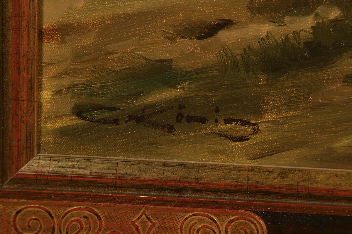 Detail a: Günter König, 1926-2006, Studium an der Akademie Düsseldorf, Meisterschüler von Prof. Hahn, hier: Auf dem Heimweg von der Heuernte, Öl/Lwd, ...