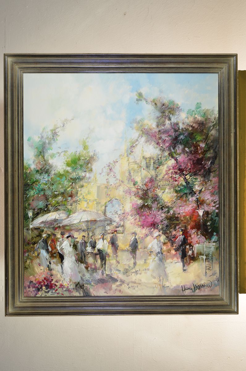 Detail k: Paul Morro (eigentl. Ingfried Paul Henze-Morro, 1925 Leipzig-2013 Wiesbaden, Studium an den Akademien Leipzig und München, hier: Auf dem Markt, ...