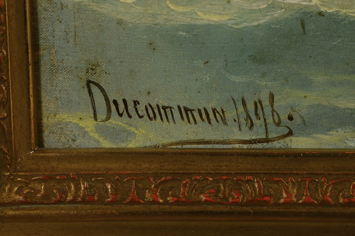 Detail a: Zuschreibung: Elie Ducommun, 1833 Genf-1906 Bern, so rückseitig auf einem Etikett ausgewiesen, Schriftsteller und Kunstmaler, Friedenspolitiker und ...