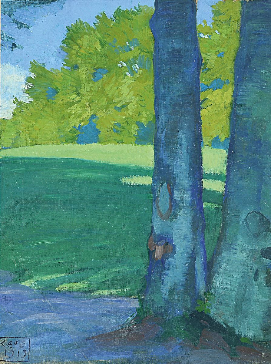 Karl Schmoll von Eisenwerth, 1879 Wien - 1948, Parklandschaft mit Bäumen, interessante Licht- und Schattengegensätze, li. unten monogrammiert und ...