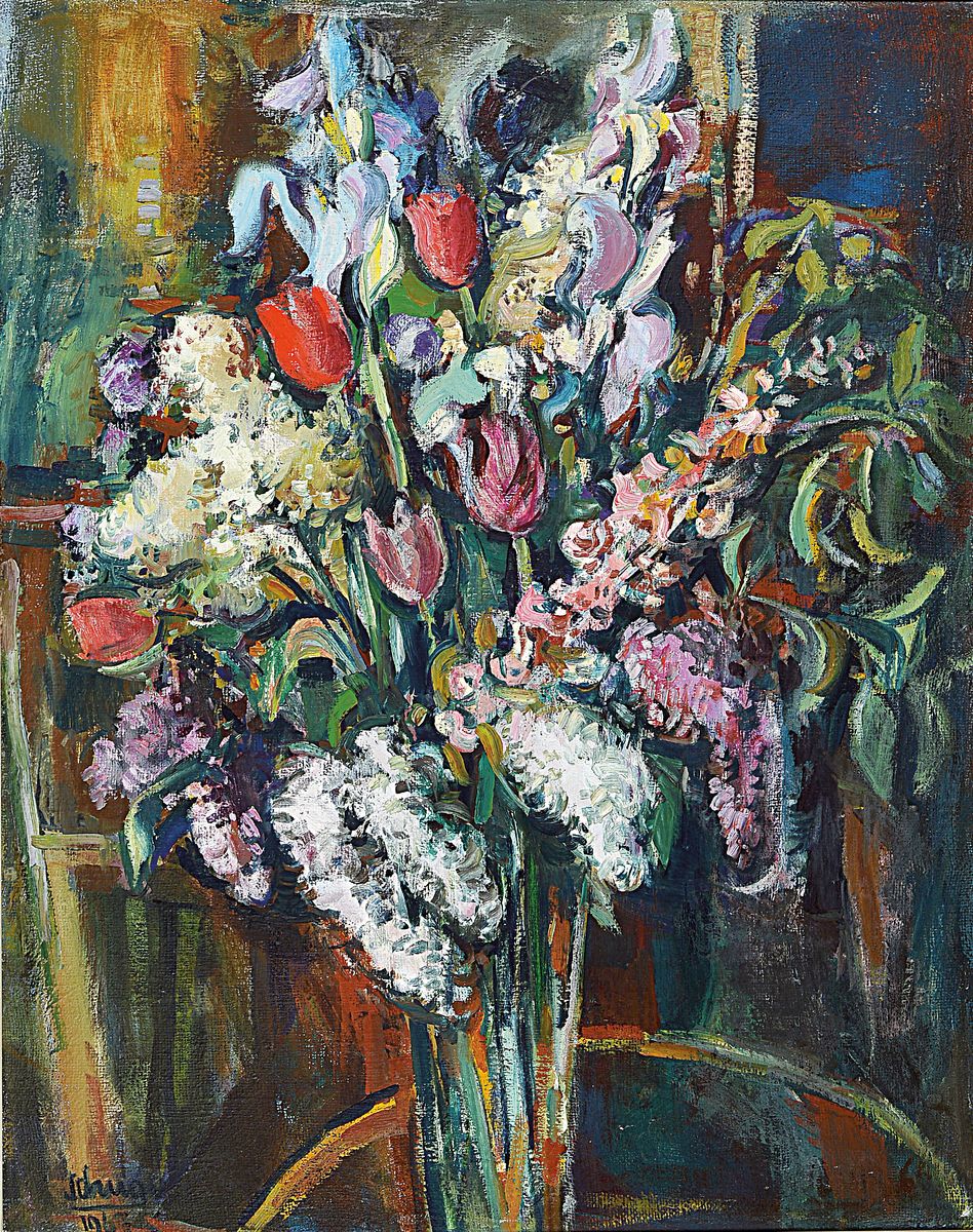 Erich Schug, 1906 Ludwigshafen - 1982 Bad Dürkheim, Stillleben mit Blumen, li. unten signiert und dat. 1967, 88 x 70 cm, Rahmen 103 x 86 cm